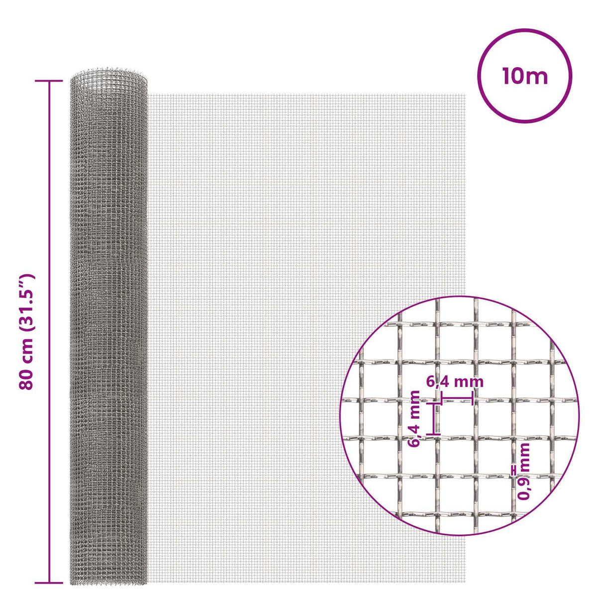 Mrežna tkanina 80 x 1000 cm 3 Mesh Nehrđajući čelik 201 Srebrna