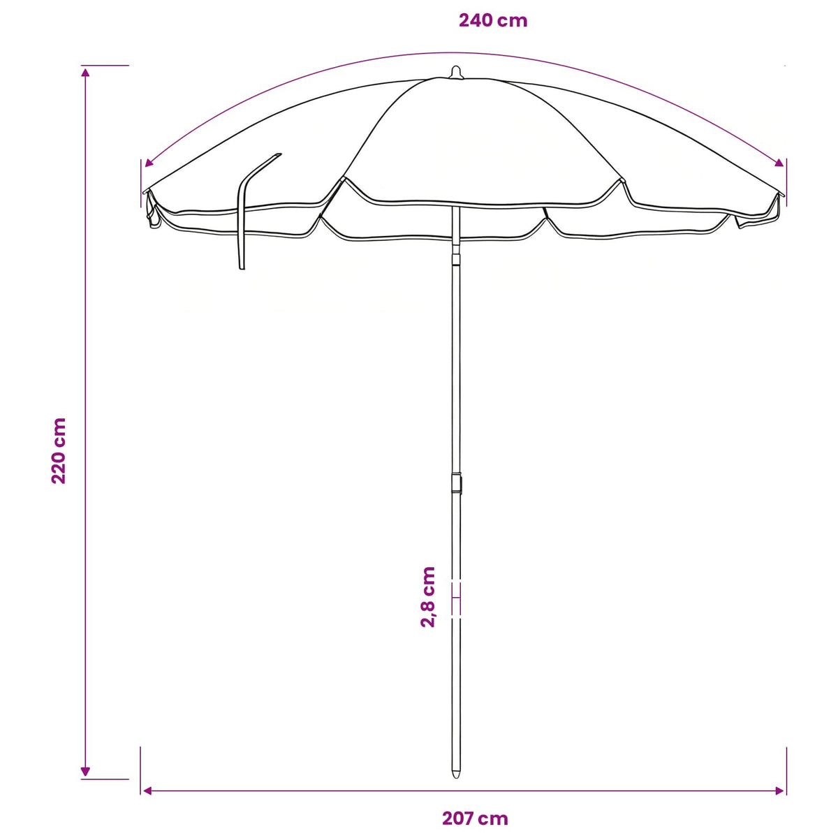 Vrtni suncobran 240 cm 170T poliester Narančasta