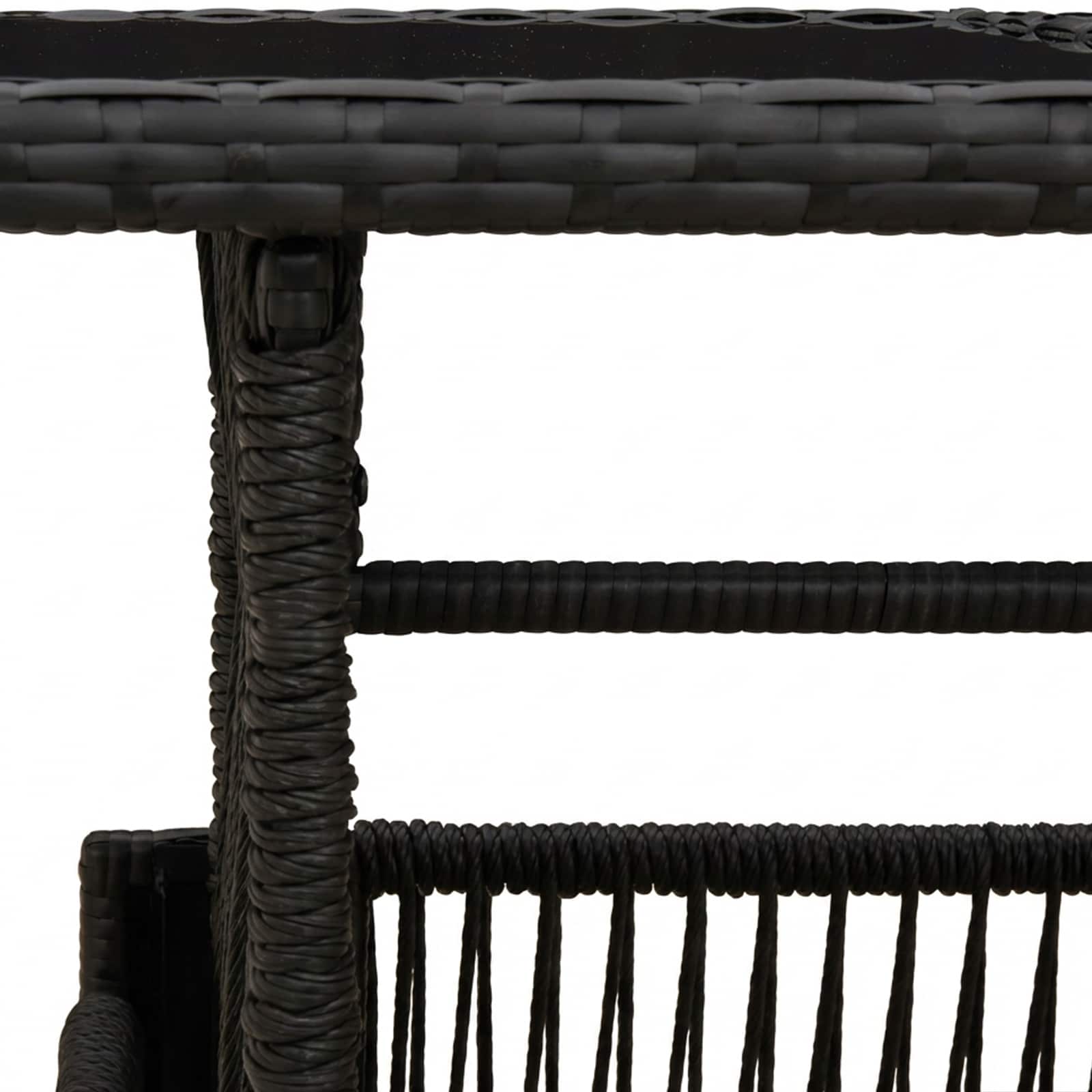 Stol za vrt Crna 100 x 55 x 37 cm PE Rattan i Staklo