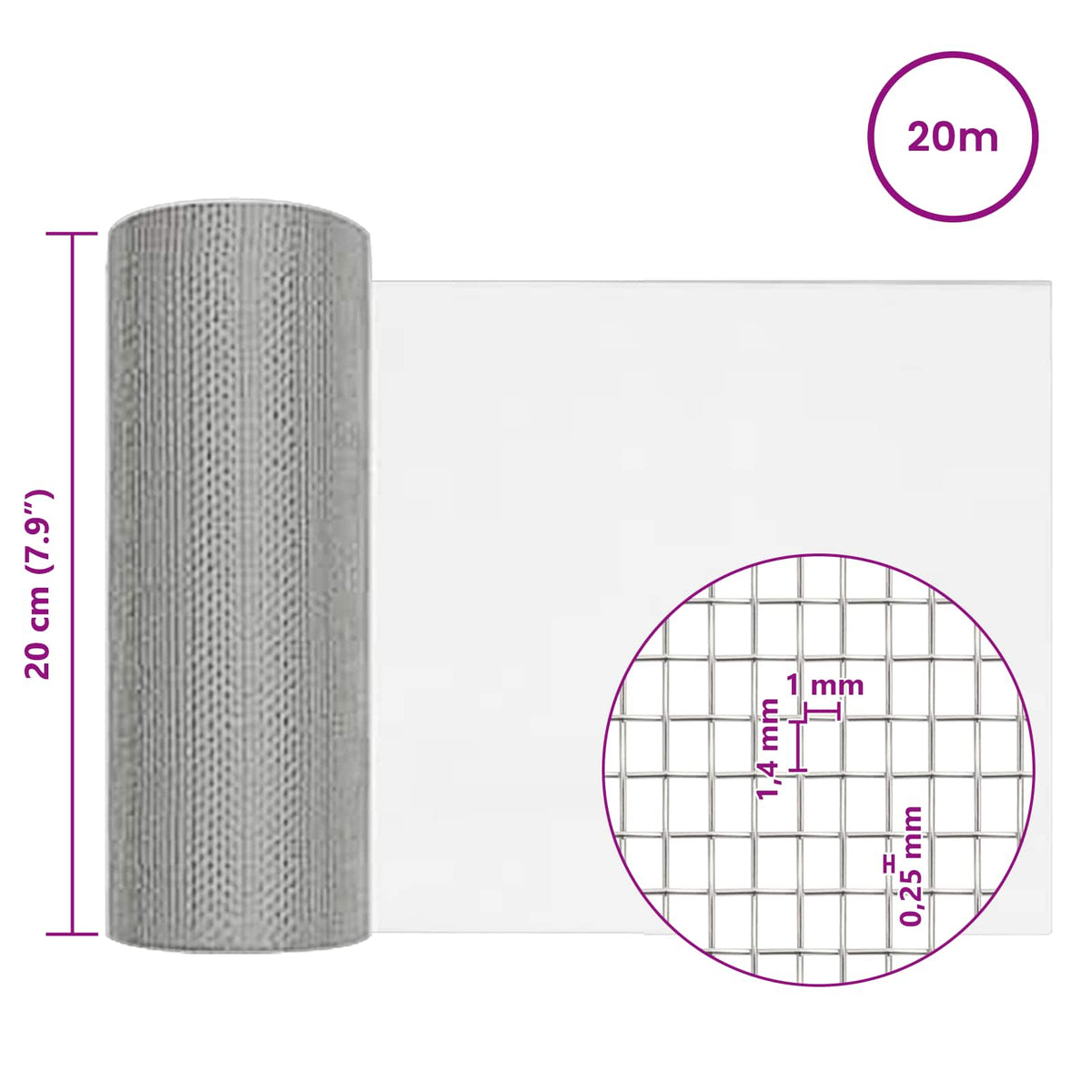Mrežna tkanina 20 x 2000 cm 18 mesh Nehrđajući čelik 304