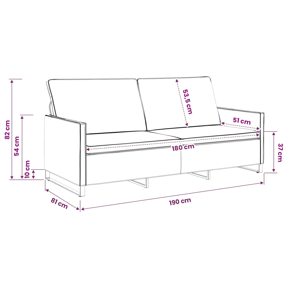 Sofa za 3 osobe Tamnosiva 190 x 81 x 82 cm Umjetni sued