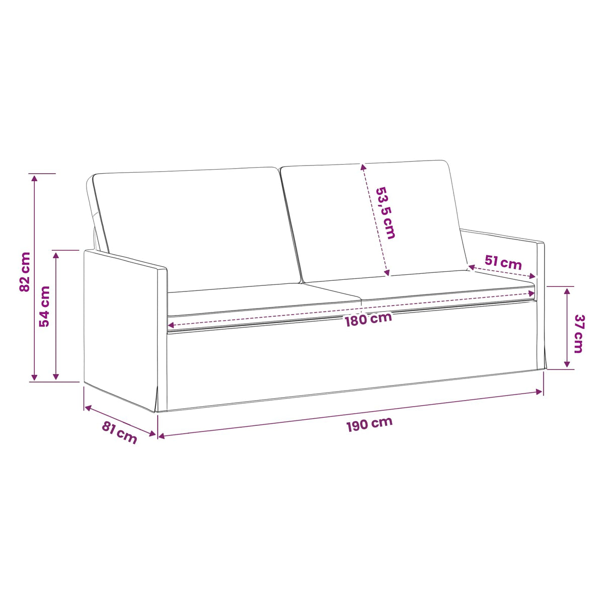 Sofa za 3 osobe Krem 190 x 81 x 82 cm Baršun