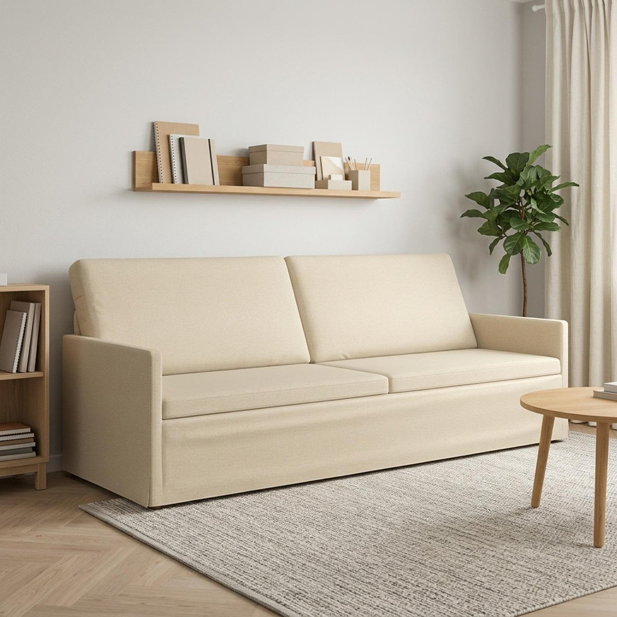 Sofa za 3 osobe Krem 220 x 81 x 82 cm Tkanina