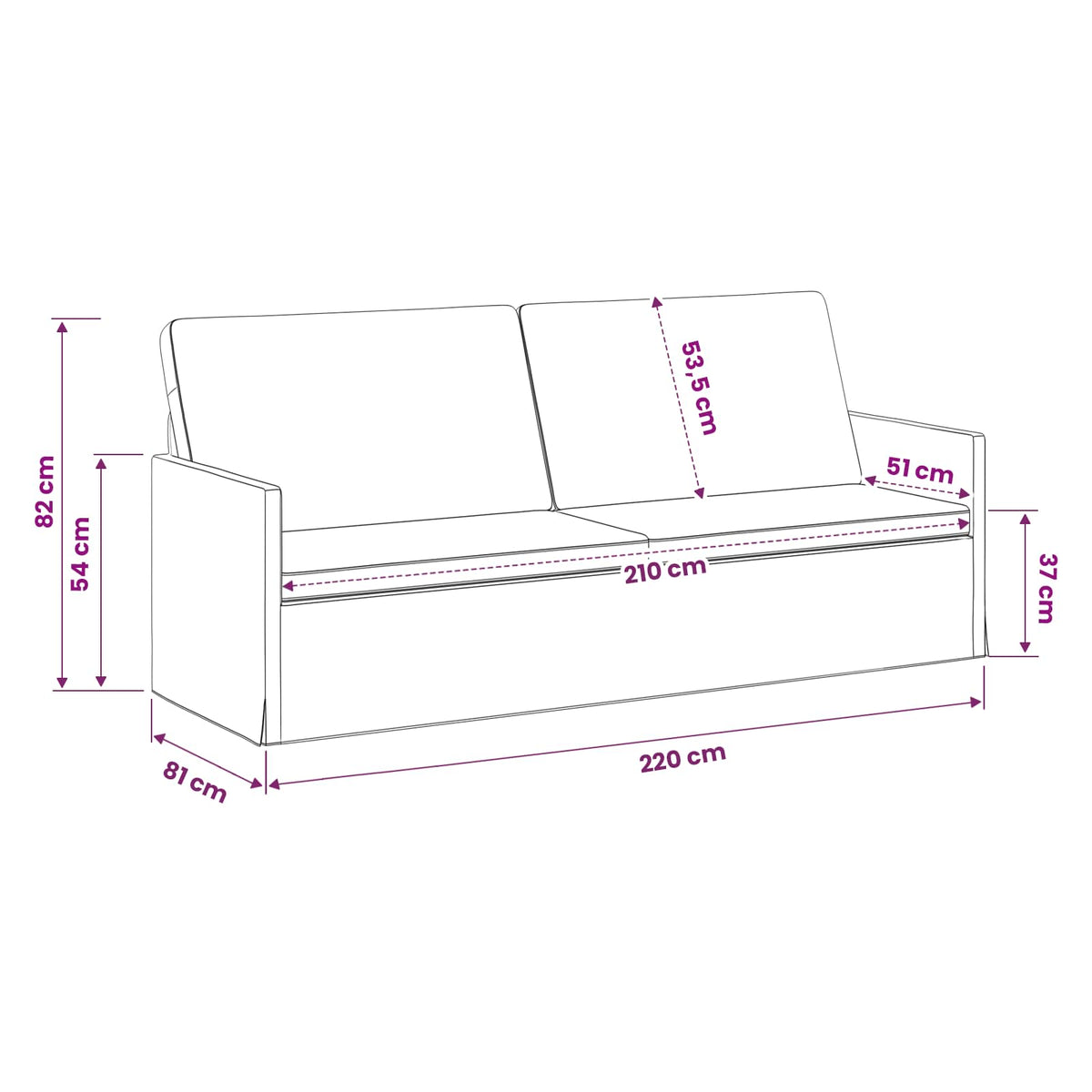 Sofa za 3 osobe Tirkizna 220 x 81 x 82 cm Baršun