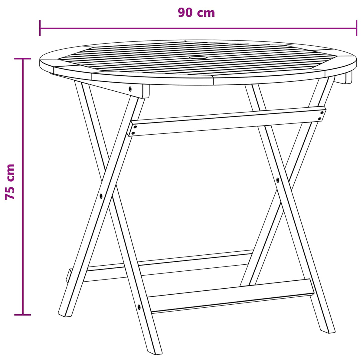 Preklopni vrtni stol Smeđa Ø 90 x 75 cm Čvrsto drvo eukaliptusa