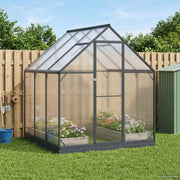 Vrtni staklenik s vratima Antracit 183,5 x 183,5 x 207 cm