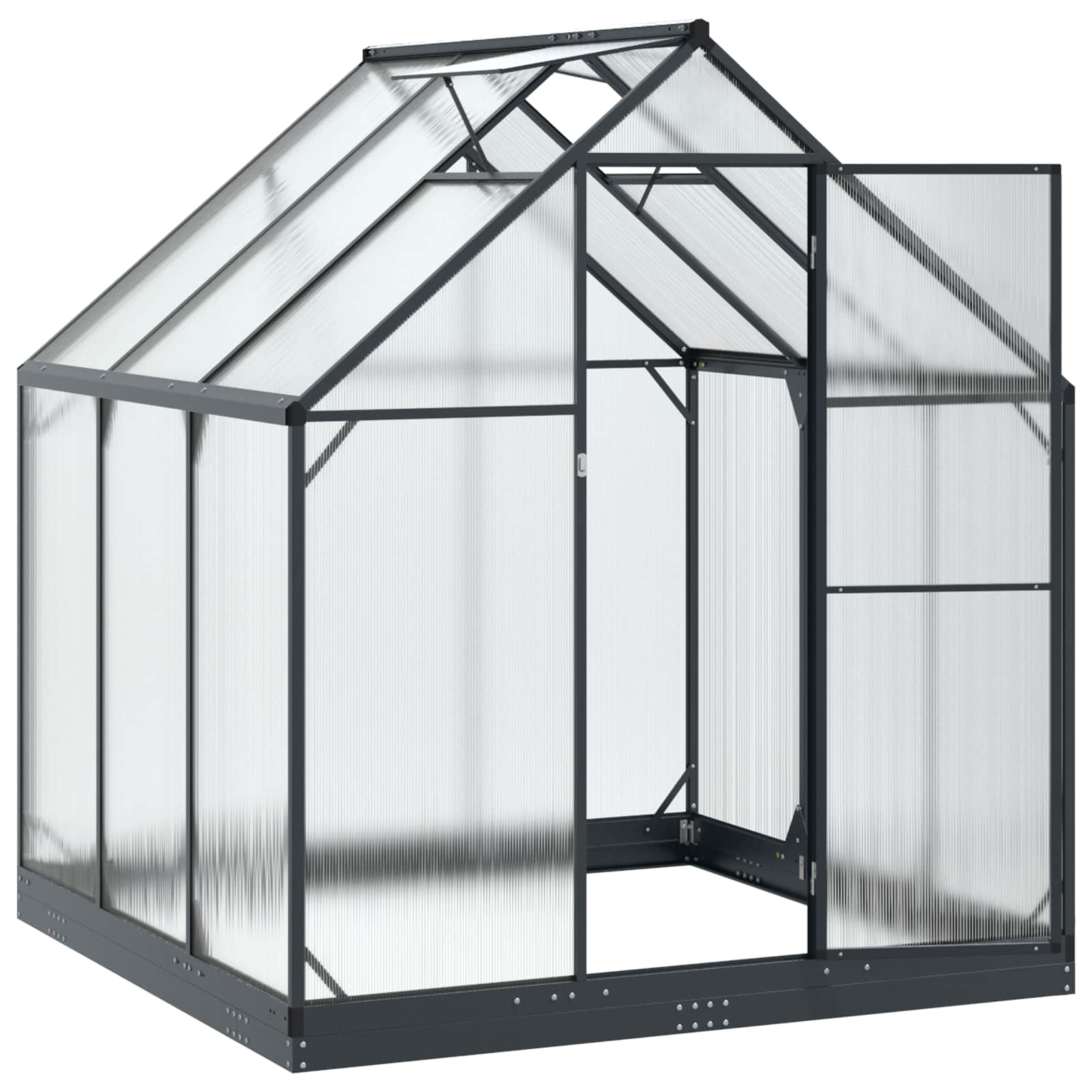 Vrtni staklenik s vratima Antracit 183,5 x 183,5 x 207 cm