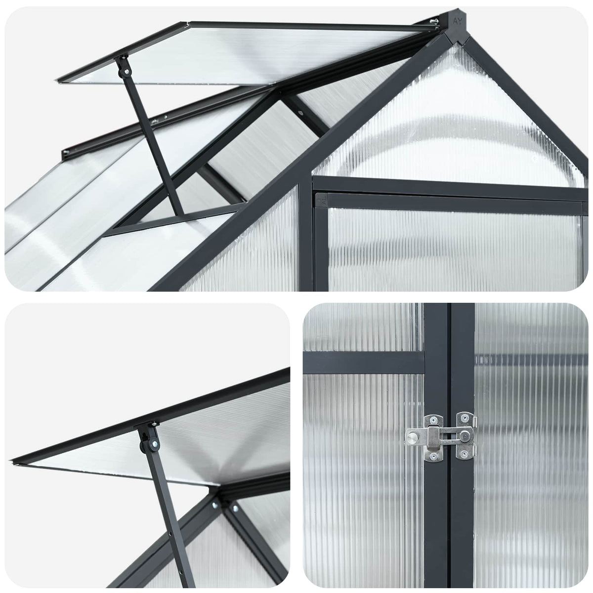 Vrtni staklenik s vratima Antracit 183,5 x 243,5 x 207 cm