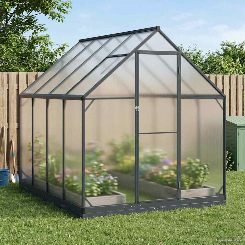 Vrtni staklenik s vratima Antracit 183,5 x 243,5 x 207 cm