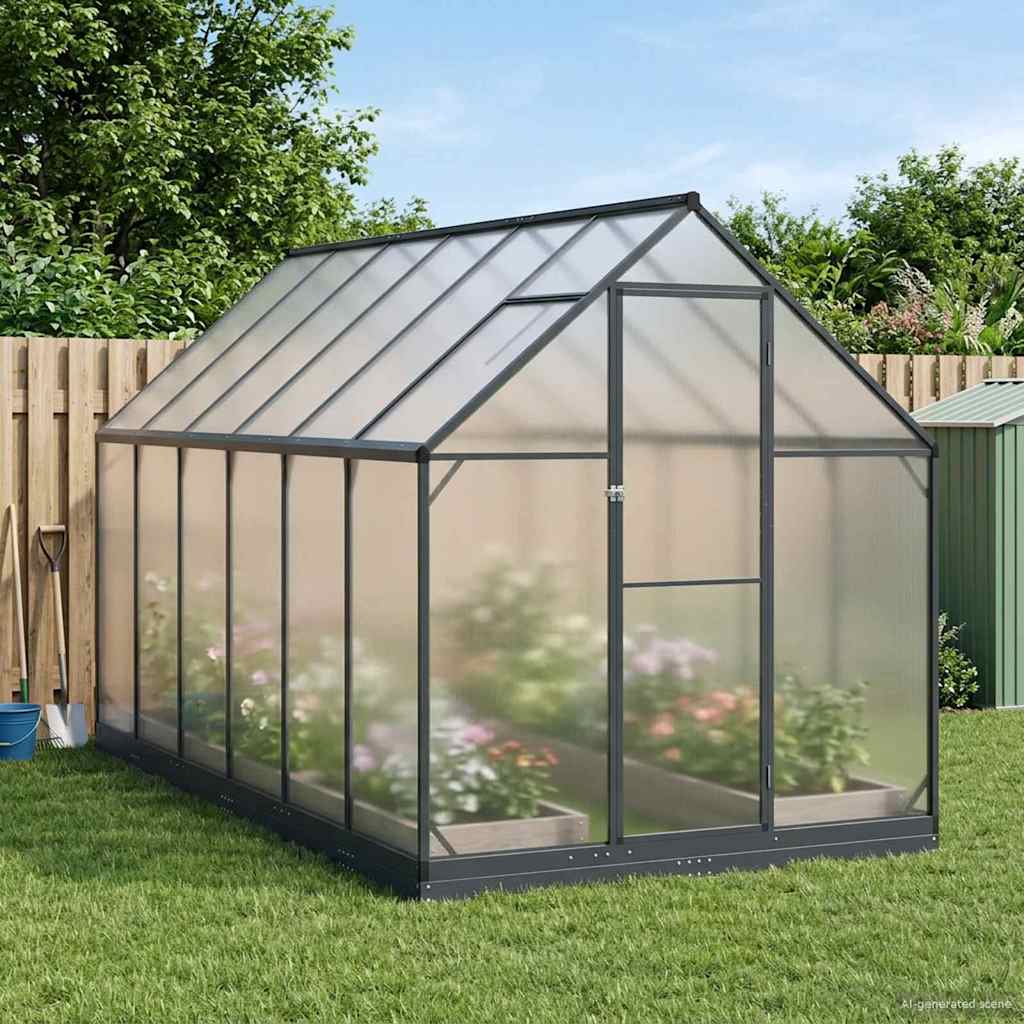 Vrtni staklenik s vratima Antracit 183,5 x 363,5 x 207 cm