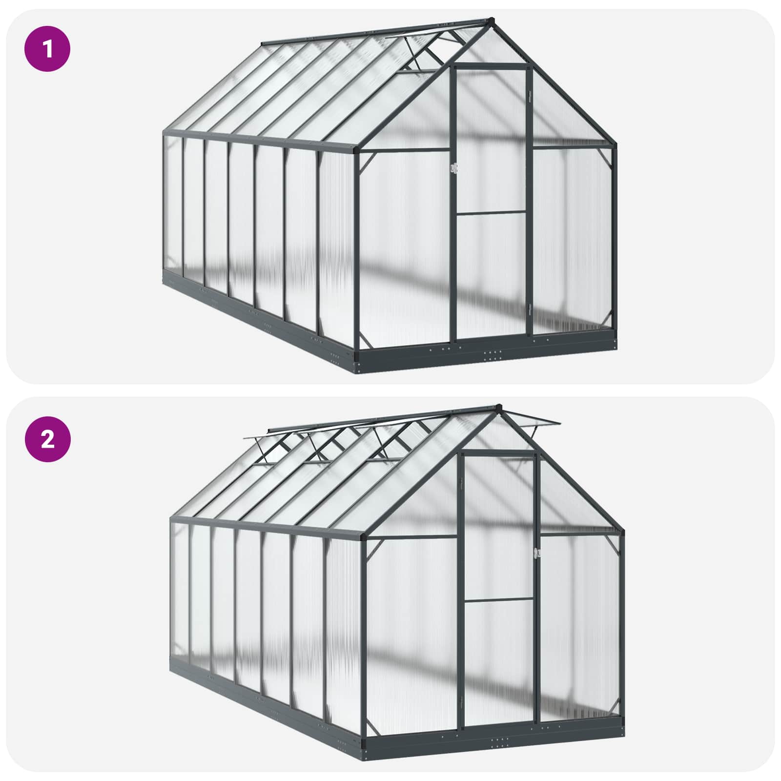 Vrtni staklenik s vratima Antracit 183,5 x 423,5 x 207 cm