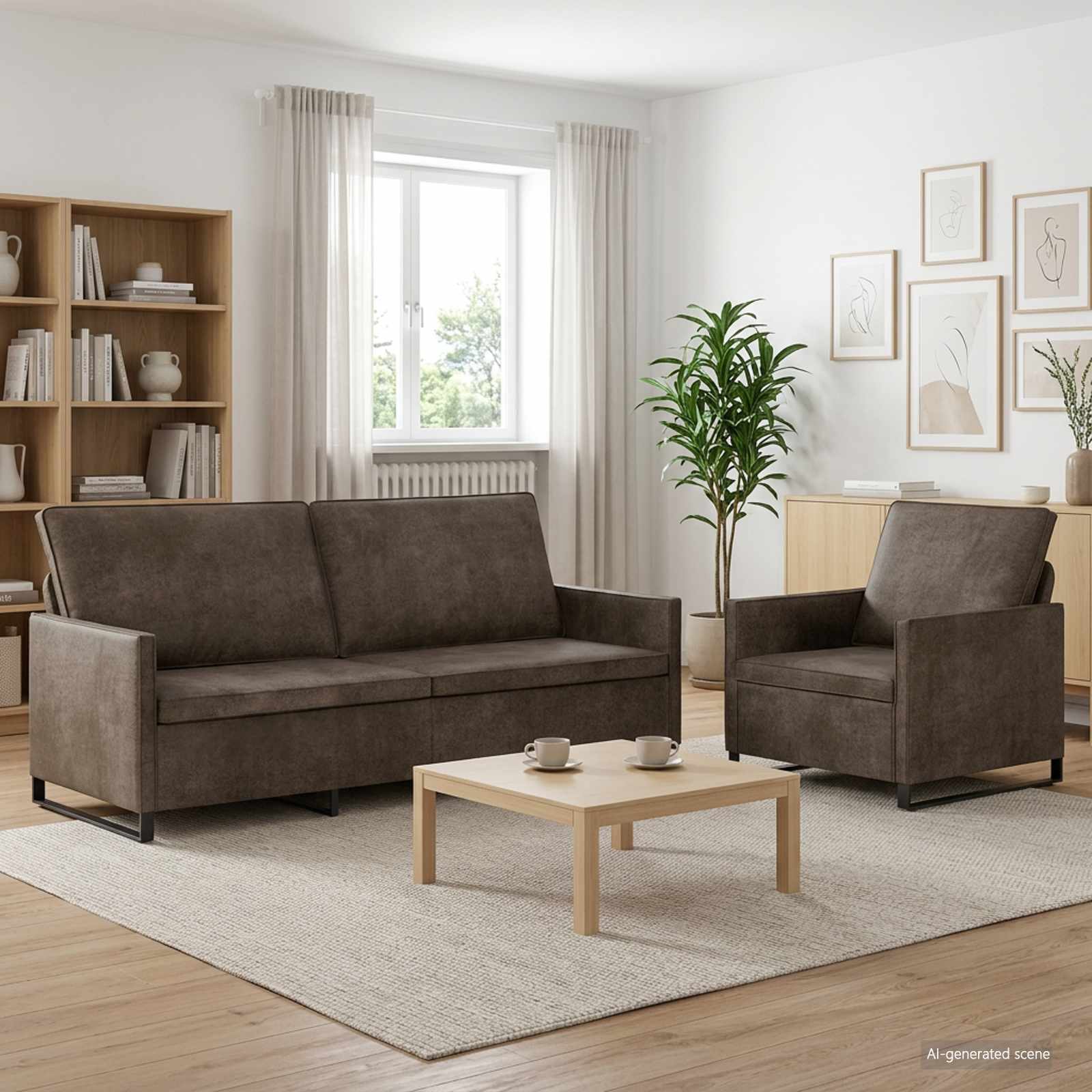 Set sofe 2 pcs Tamnosiva Umjetni sued