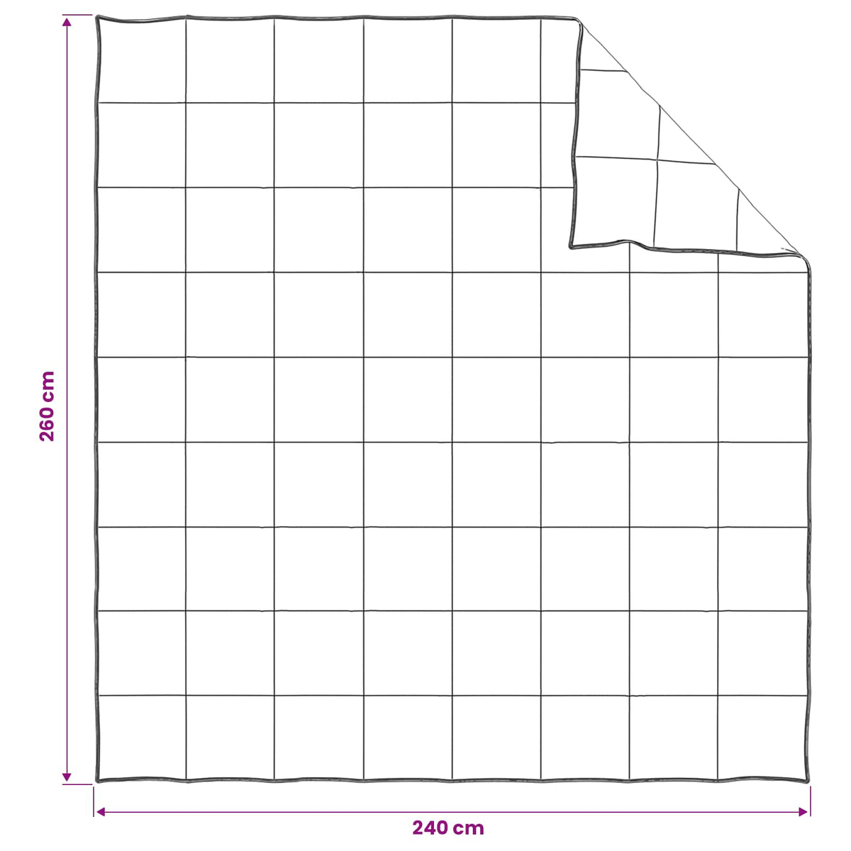Set deka 2 kom. 260 x 240 cm 250 gsm Prirodni kapok Bež
