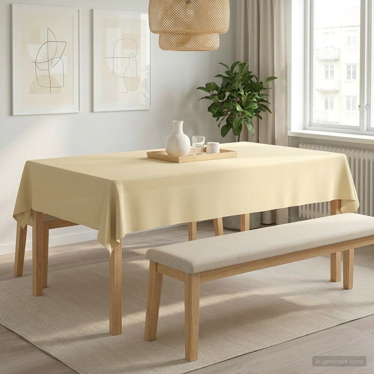 Tkanina za stol Pravokutni Krem bijela 140 x 200 cm Poliester