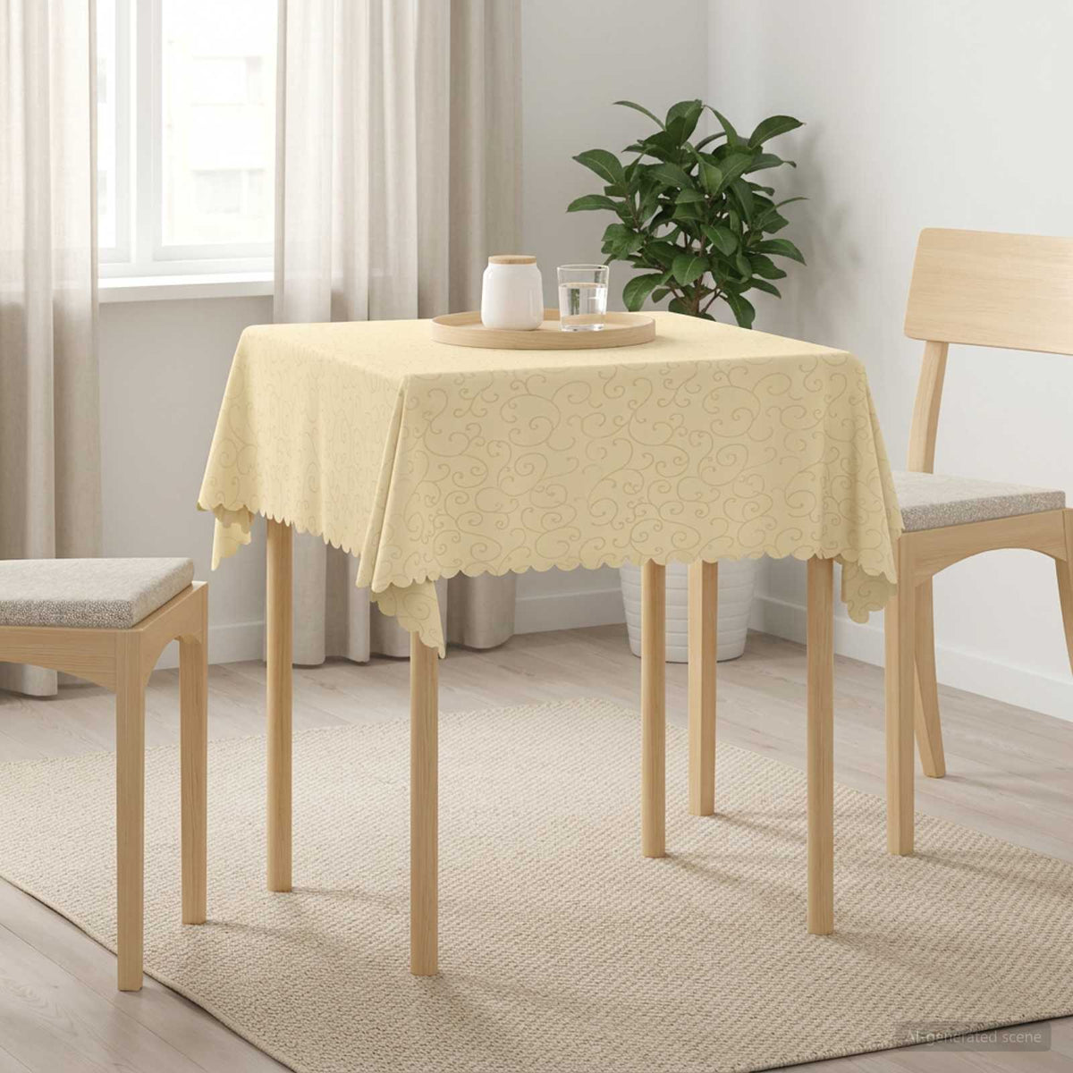 Tkanina za stol 5 kom. Četvrtasti Krem bijela 110 x 110 cm