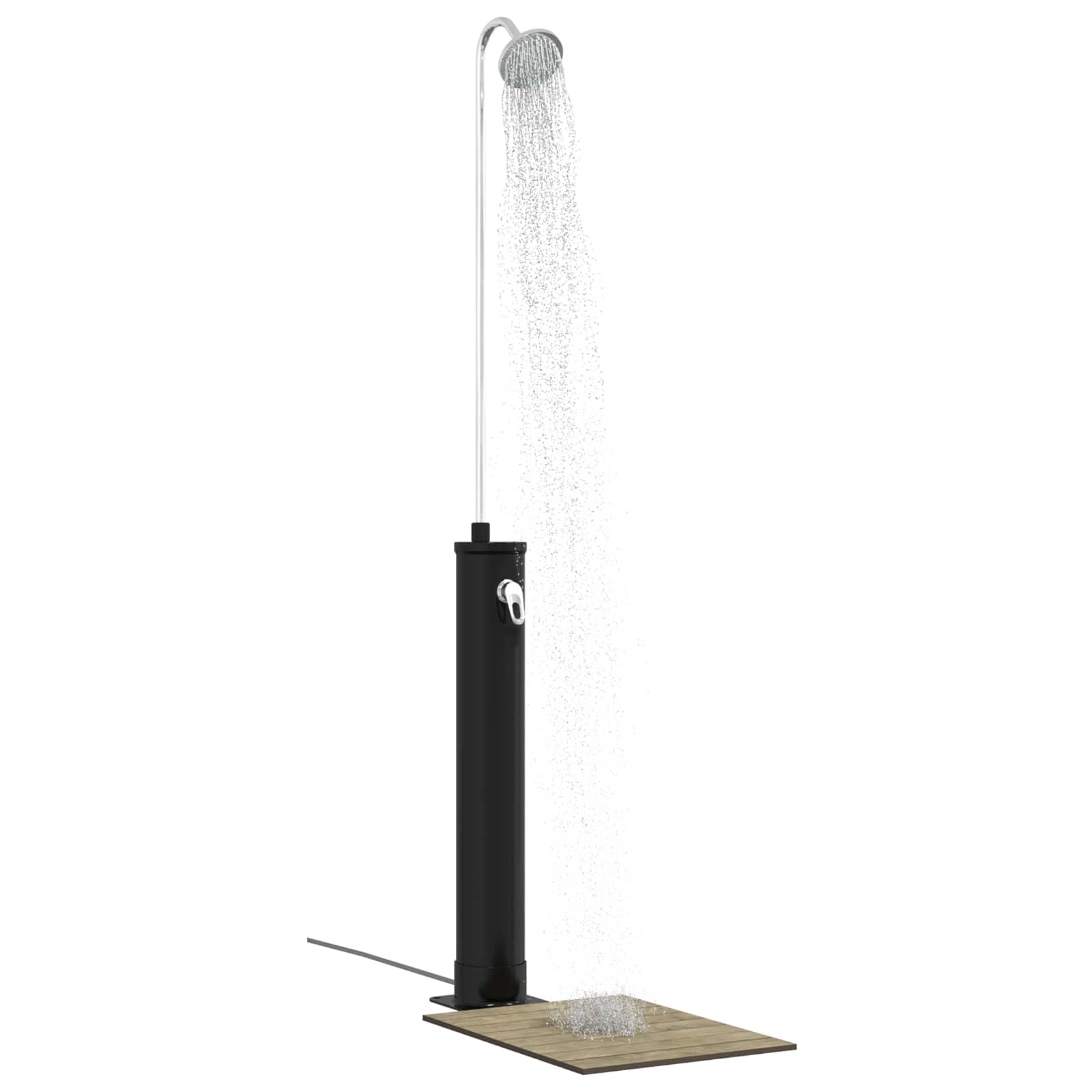 Solarni tuš s tuš glavom 20 l PVC, ABS, Legirani cink Crna