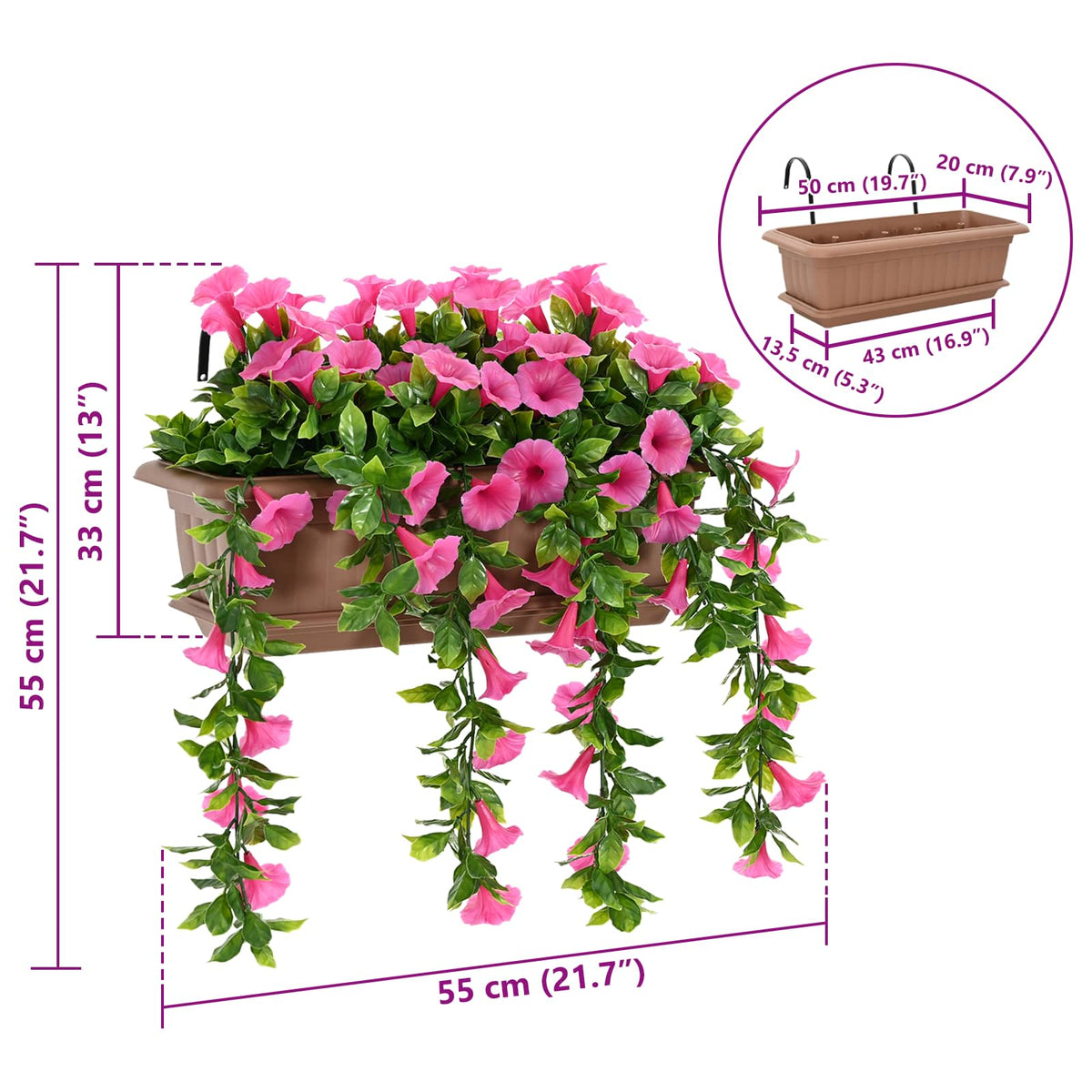 Umjetni cvjetovi Ljubičasto crvena 55 x 20 x 55 cm PE i čelik