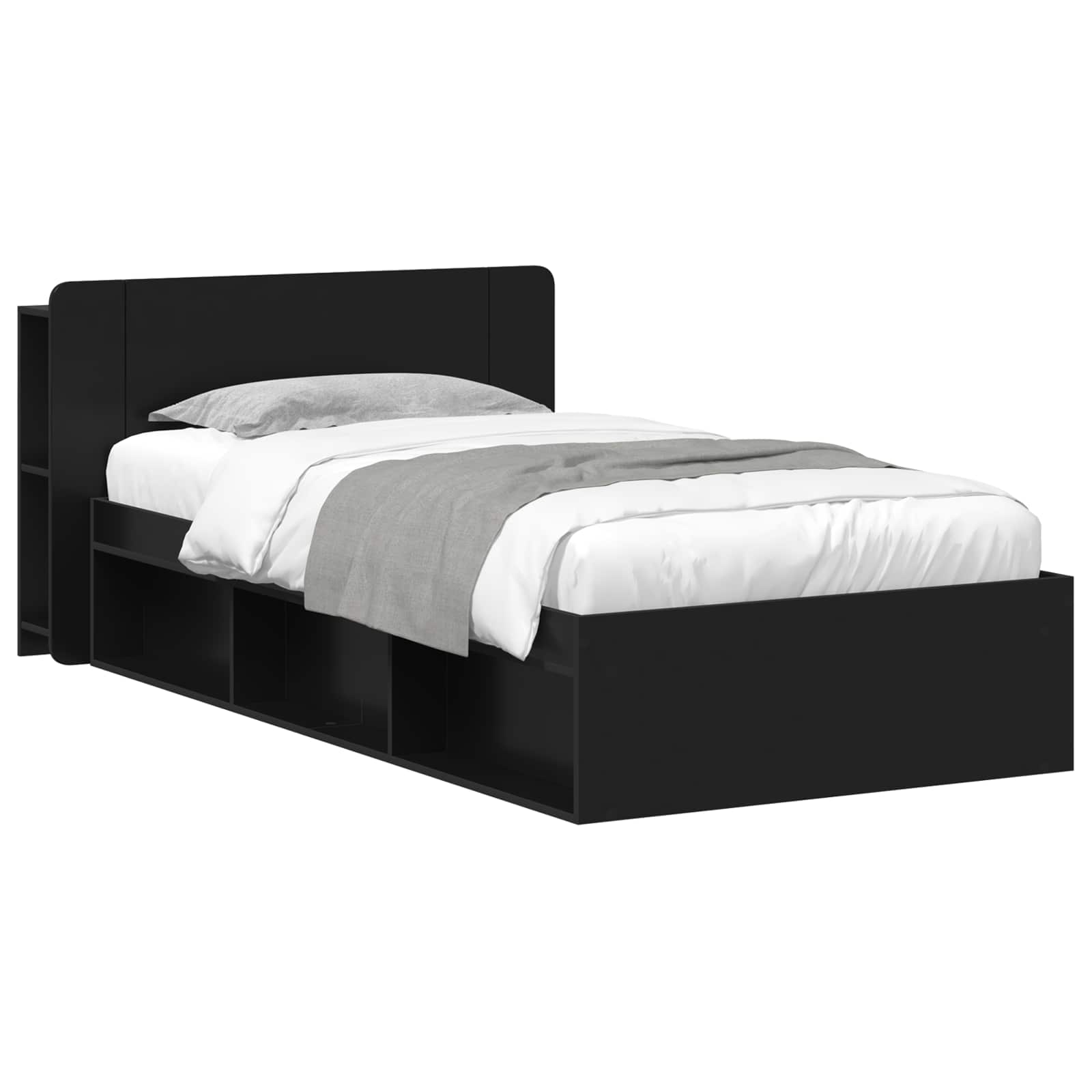 Okvir kreveta s pohranom Crna 100 x 200 cm Konstruirano drvo