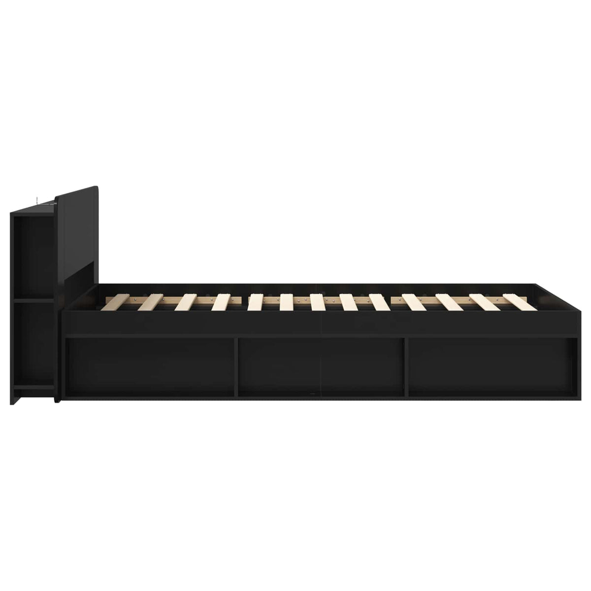 Okvir kreveta s pohranom Crna 90 x 200 cm Konstruirano drvo