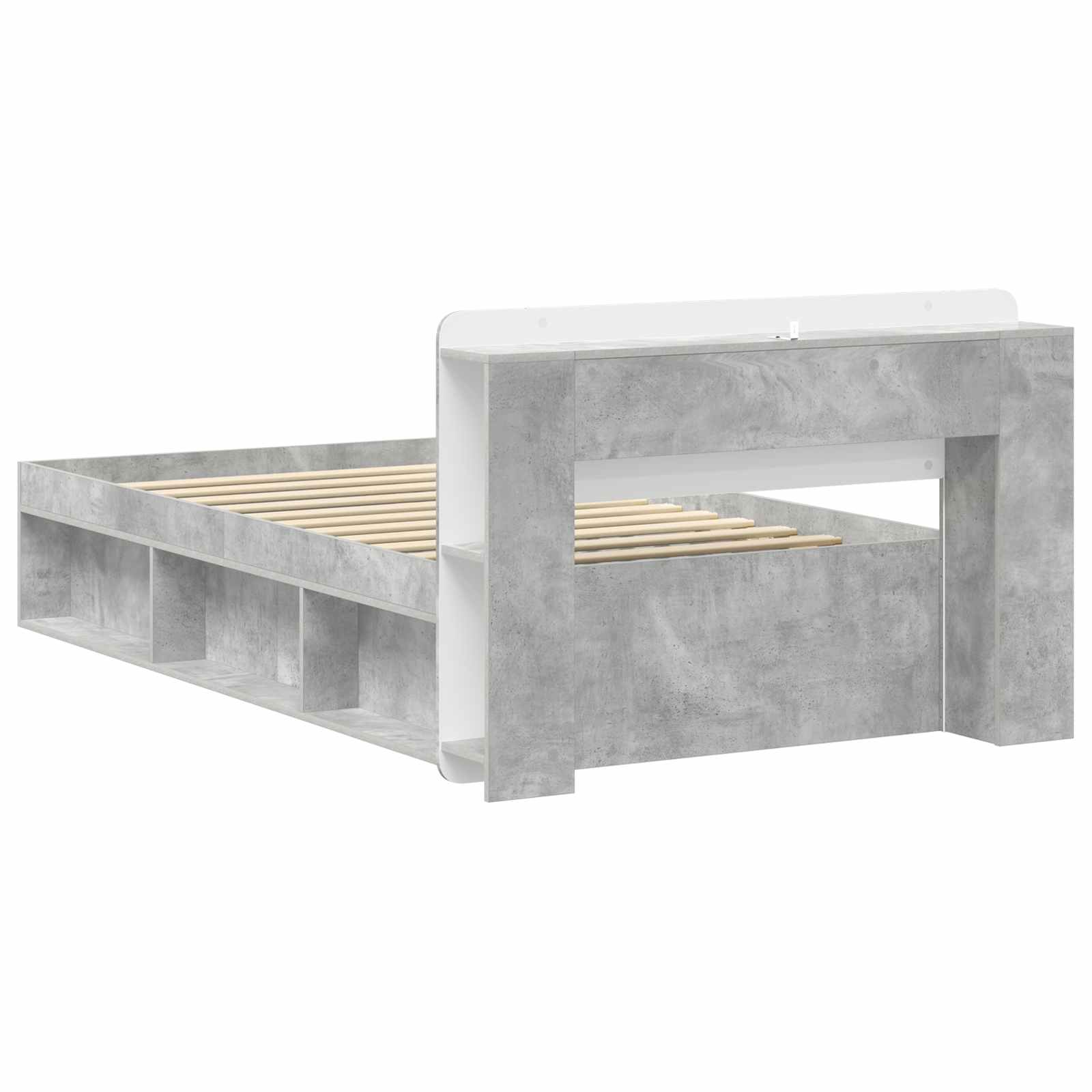 Okvir kreveta s pohranom s uzglavljem Betonska siva 90 x 200 cm