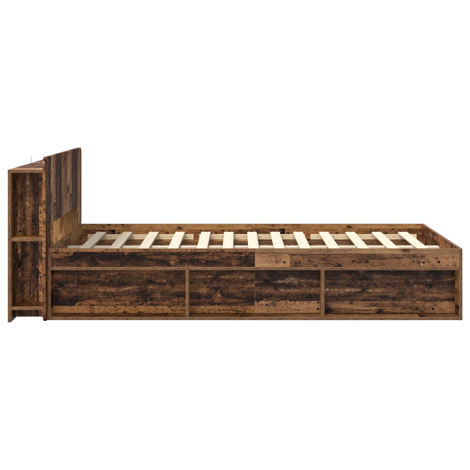 Okvir kreveta s pohranom s uzglavljem Staro drvo 120 x 200 cm