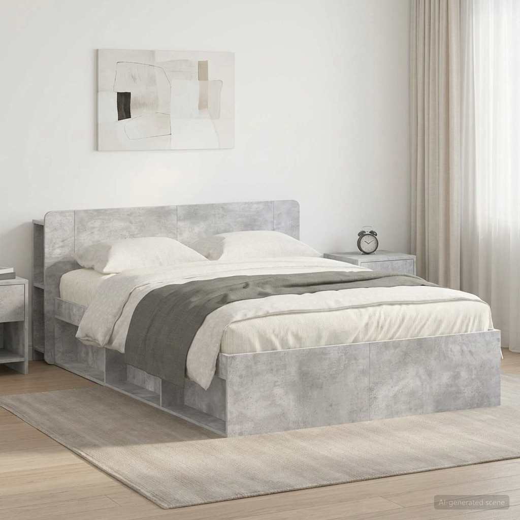 Okvir kreveta s pohranom Betonska siva 140 x 190 cm