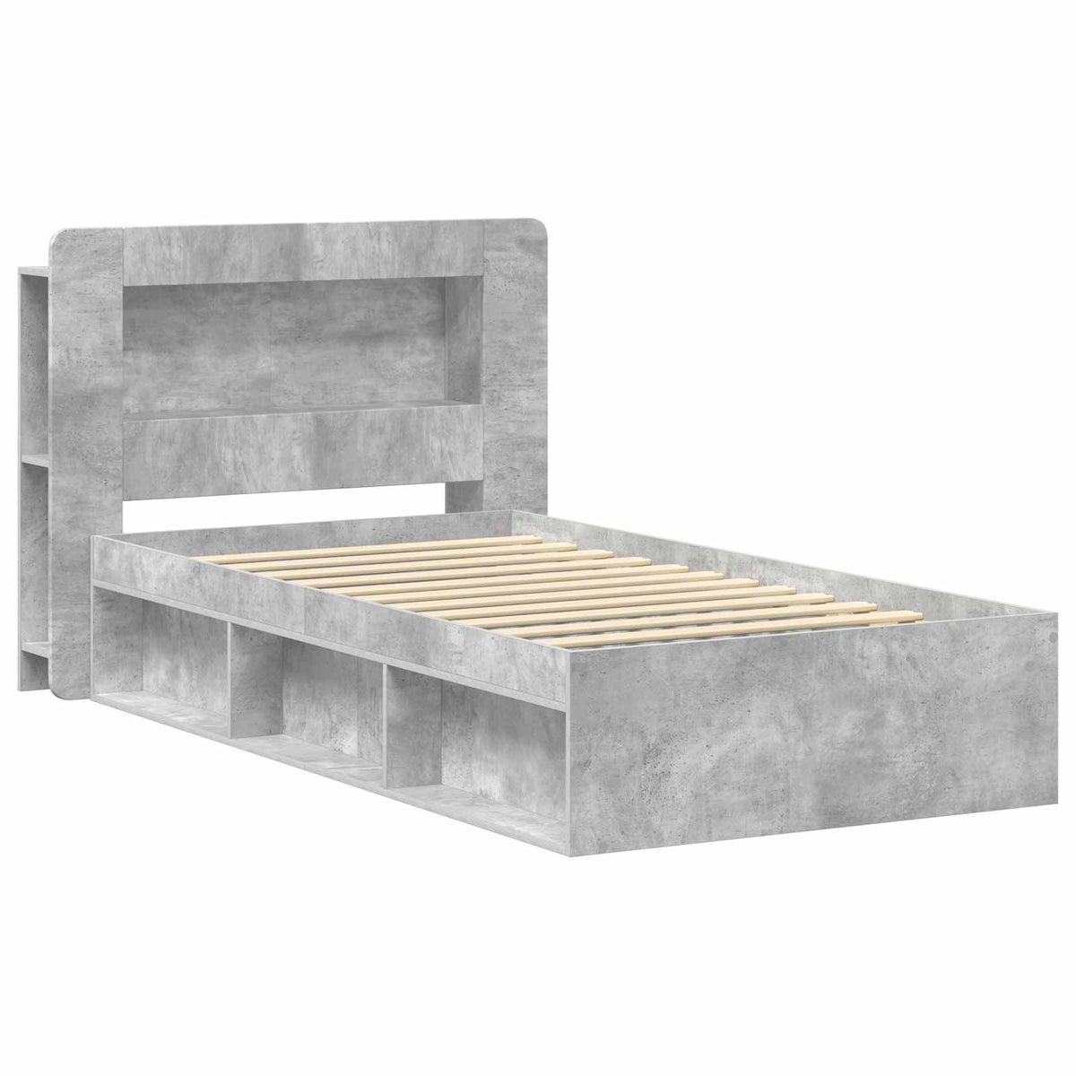 Okvir kreveta s pohranom s uzglavljem Betonska siva 80 x 200 cm
