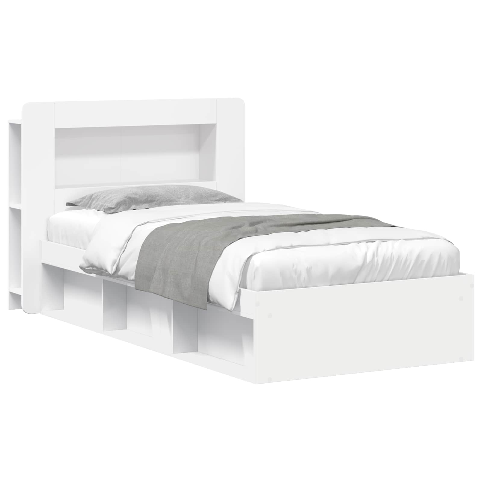 Okvir kreveta s pohranom Bijela 100 x 200 cm Konstruirano drvo