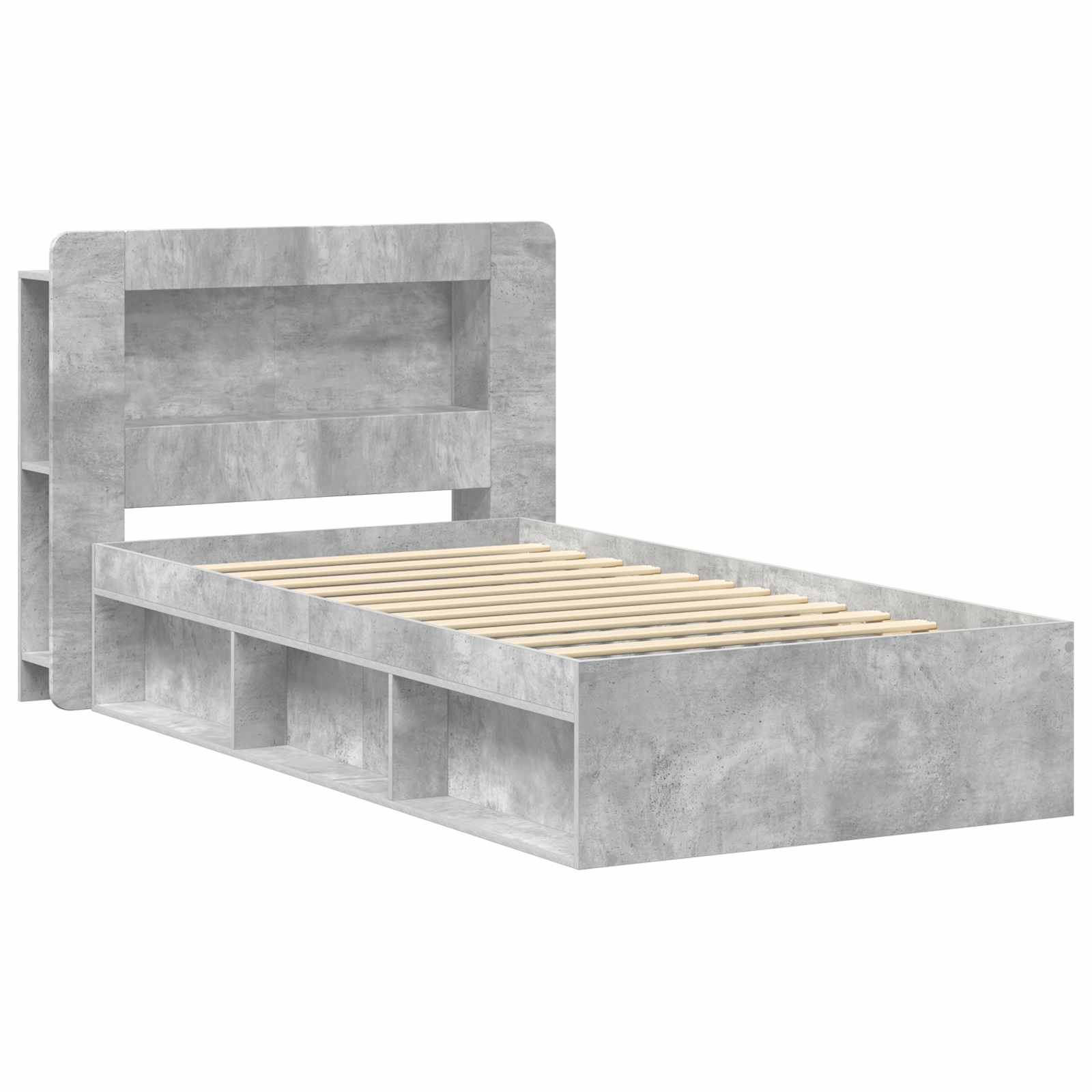 Okvir kreveta s pohranom s uzglavljem Betonska siva 90 x 200 cm