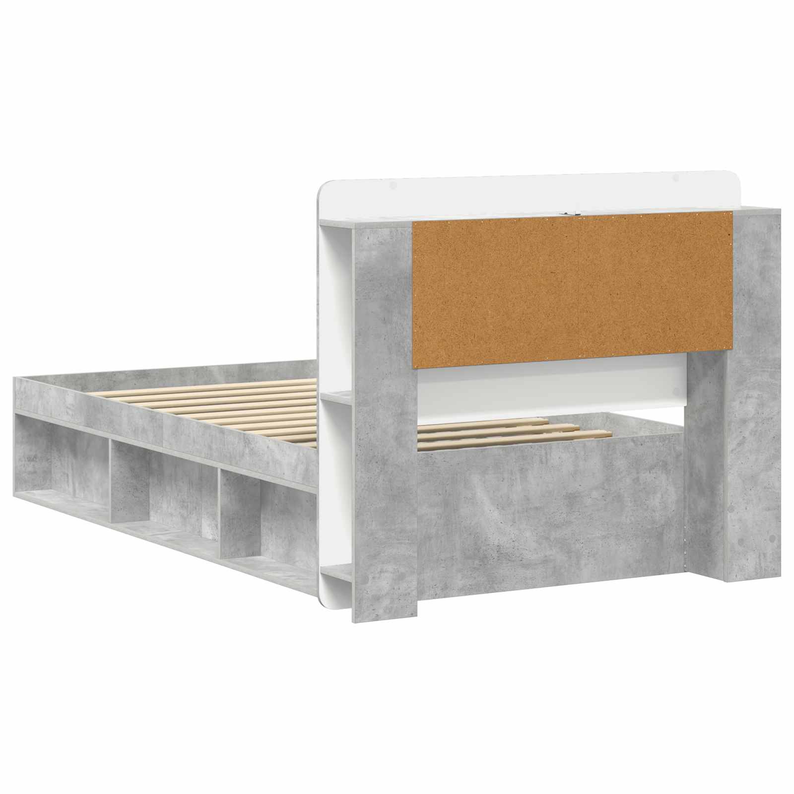 Okvir kreveta s pohranom s uzglavljem Betonska siva 90 x 200 cm