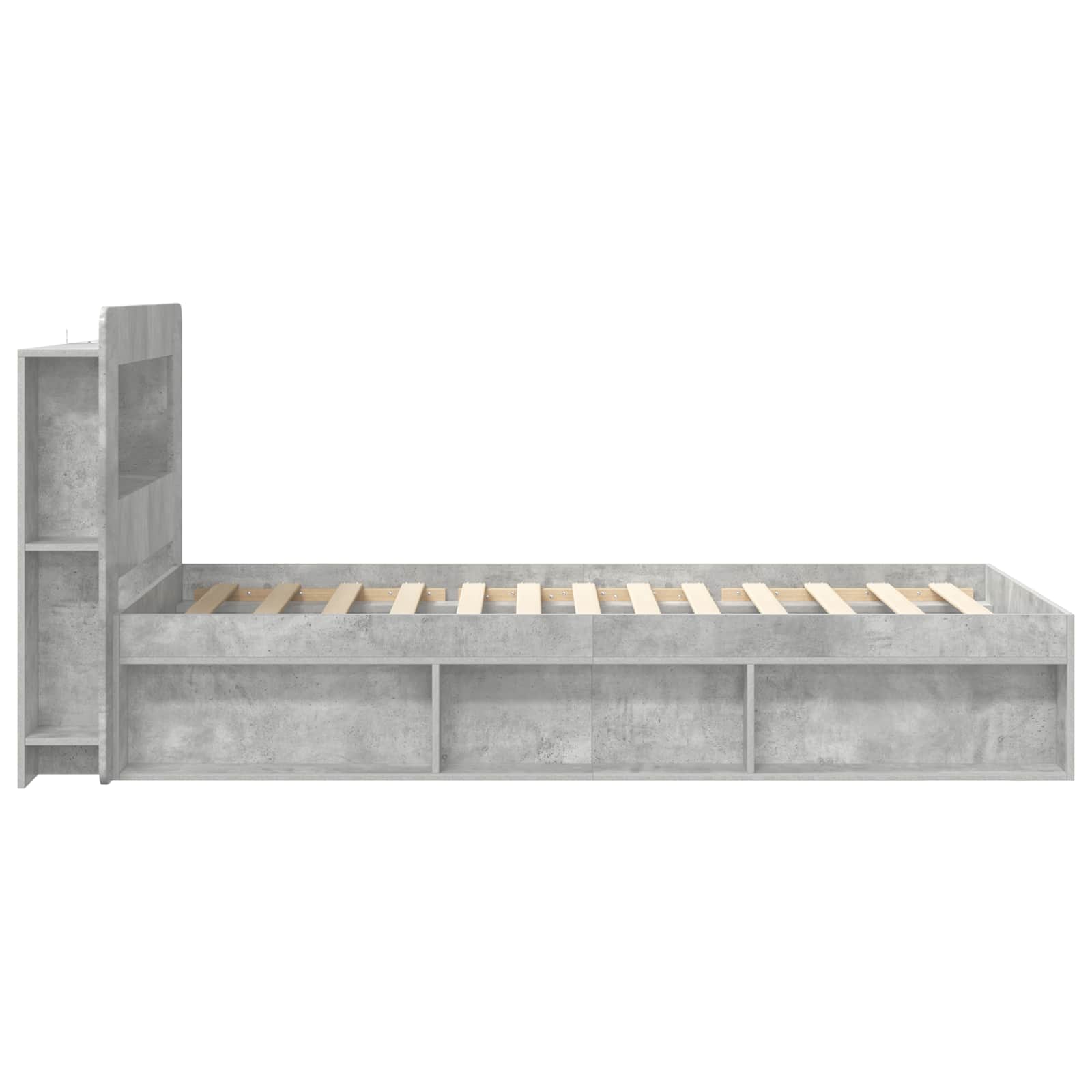 Okvir kreveta s pohranom s uzglavljem Betonska siva 90 x 200 cm