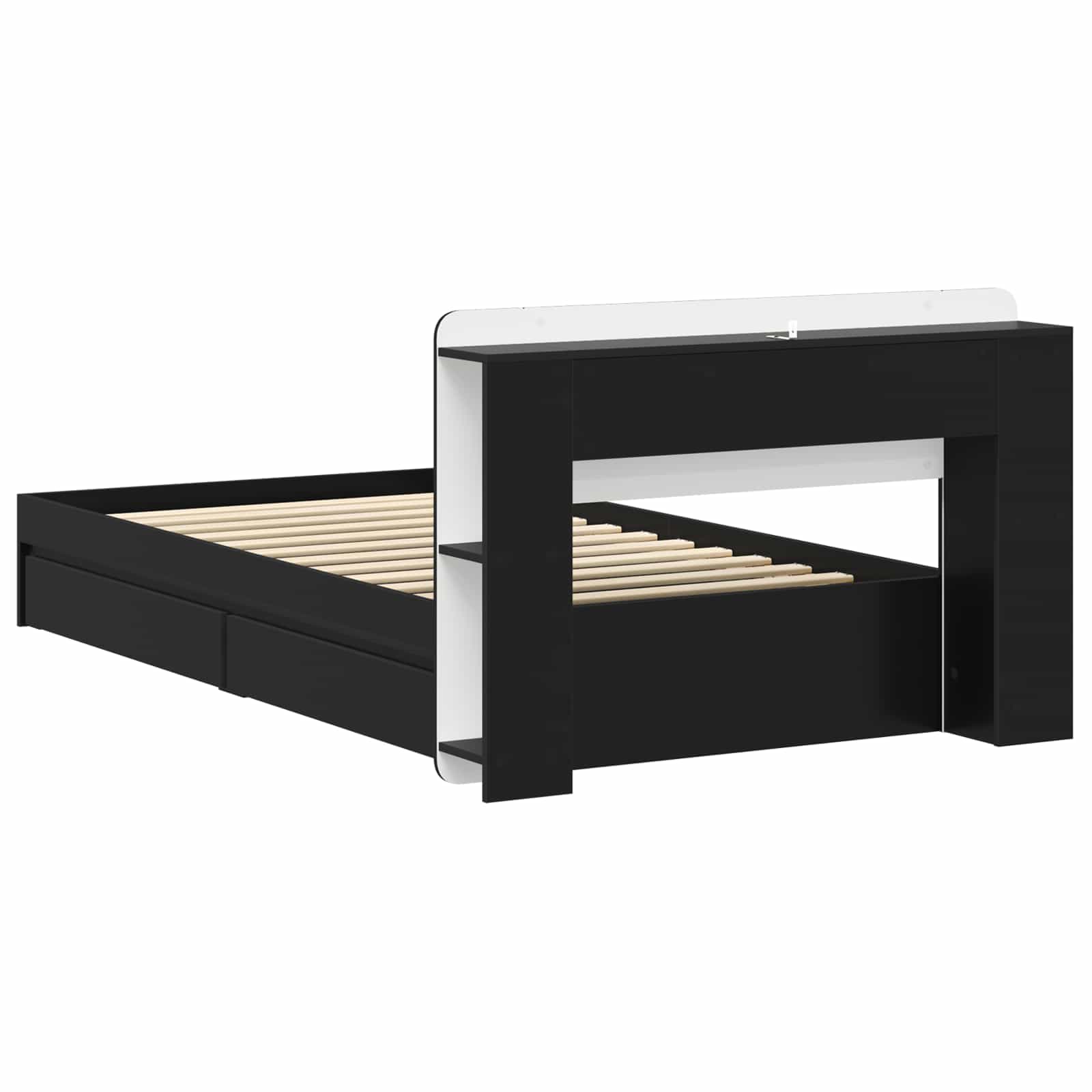 Okvir kreveta s pohranom Crna 75 x 190 cm Konstruirano drvo