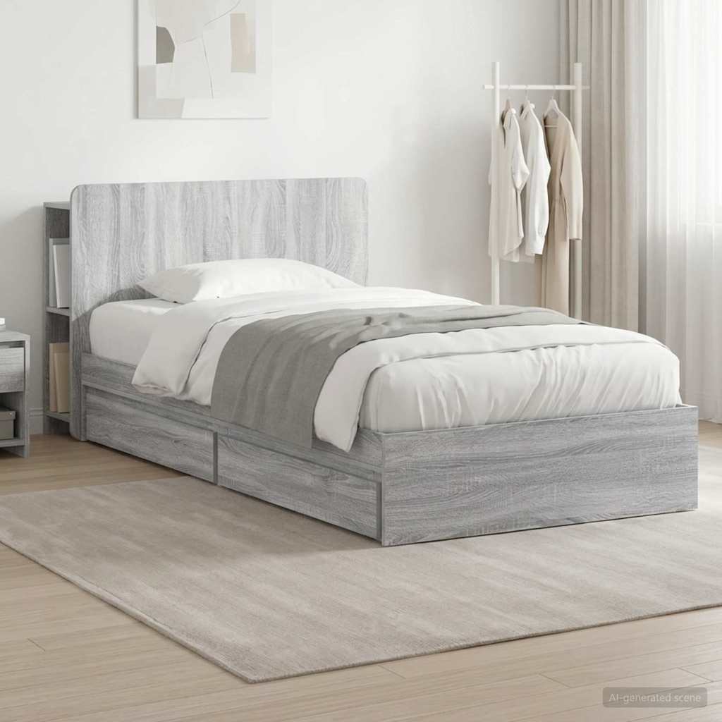 Okvir kreveta s pohranom s ladicama Siva Sonoma 75 x 190 cm