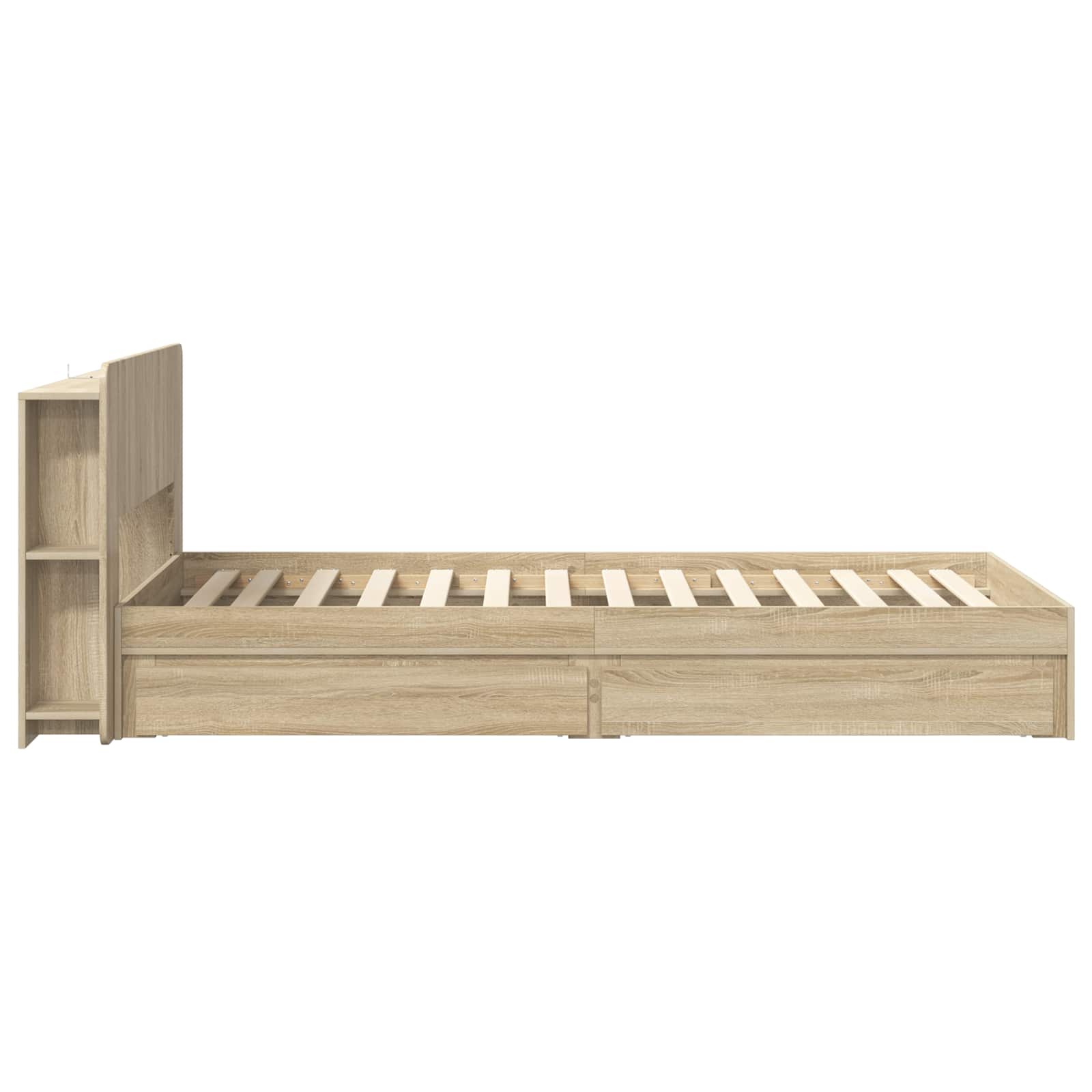 Okvir kreveta s pohranom s ladicama Hrast sonoma 75 x 190 cm