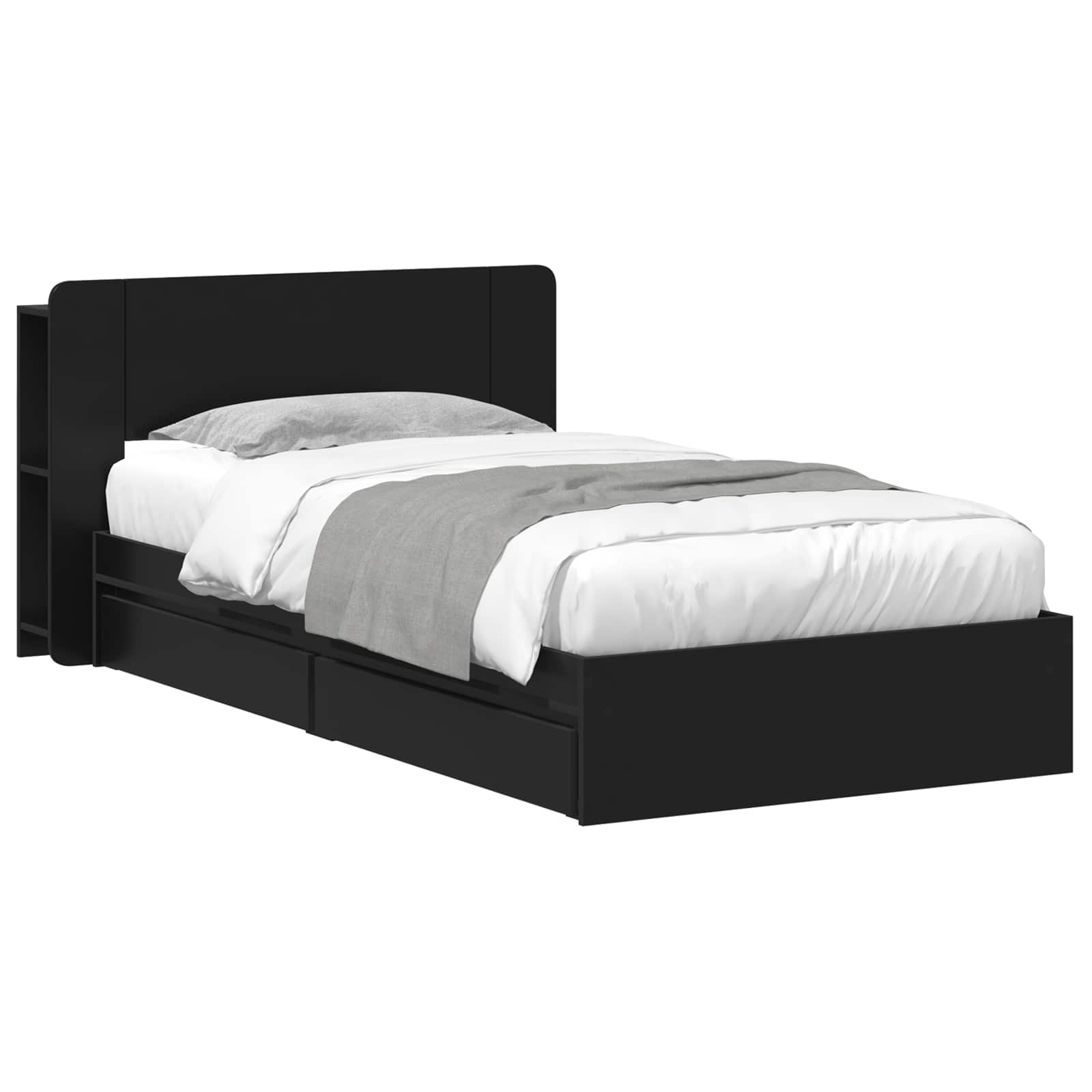 Okvir kreveta s pohranom Crna 90 x 190 cm Konstruirano drvo