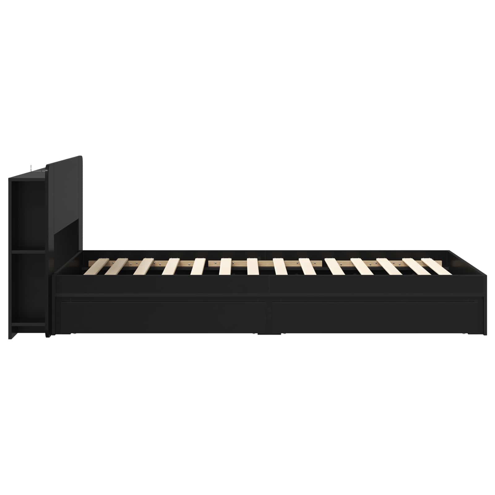 Okvir kreveta s pohranom Crna 90 x 190 cm Konstruirano drvo