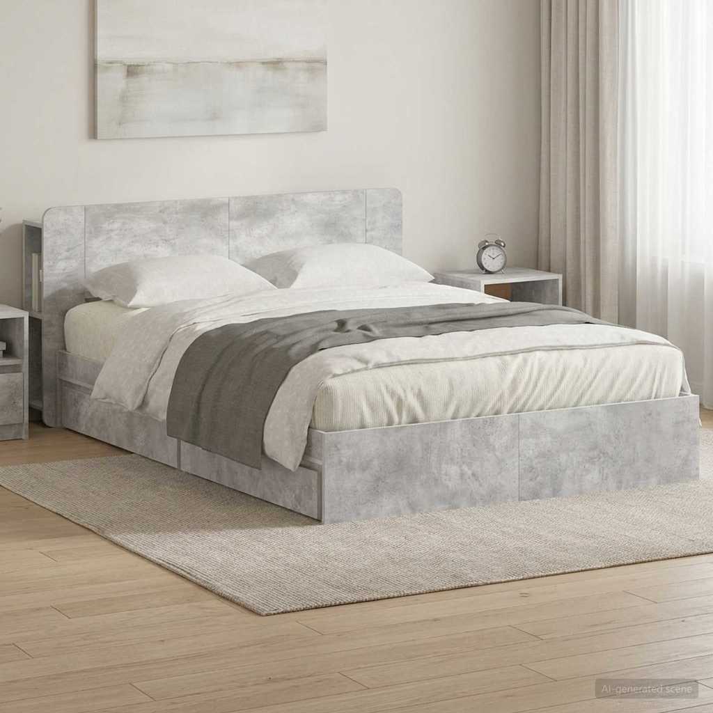 Okvir kreveta s pohranom s ladicama Betonska siva 150 x 200 cm