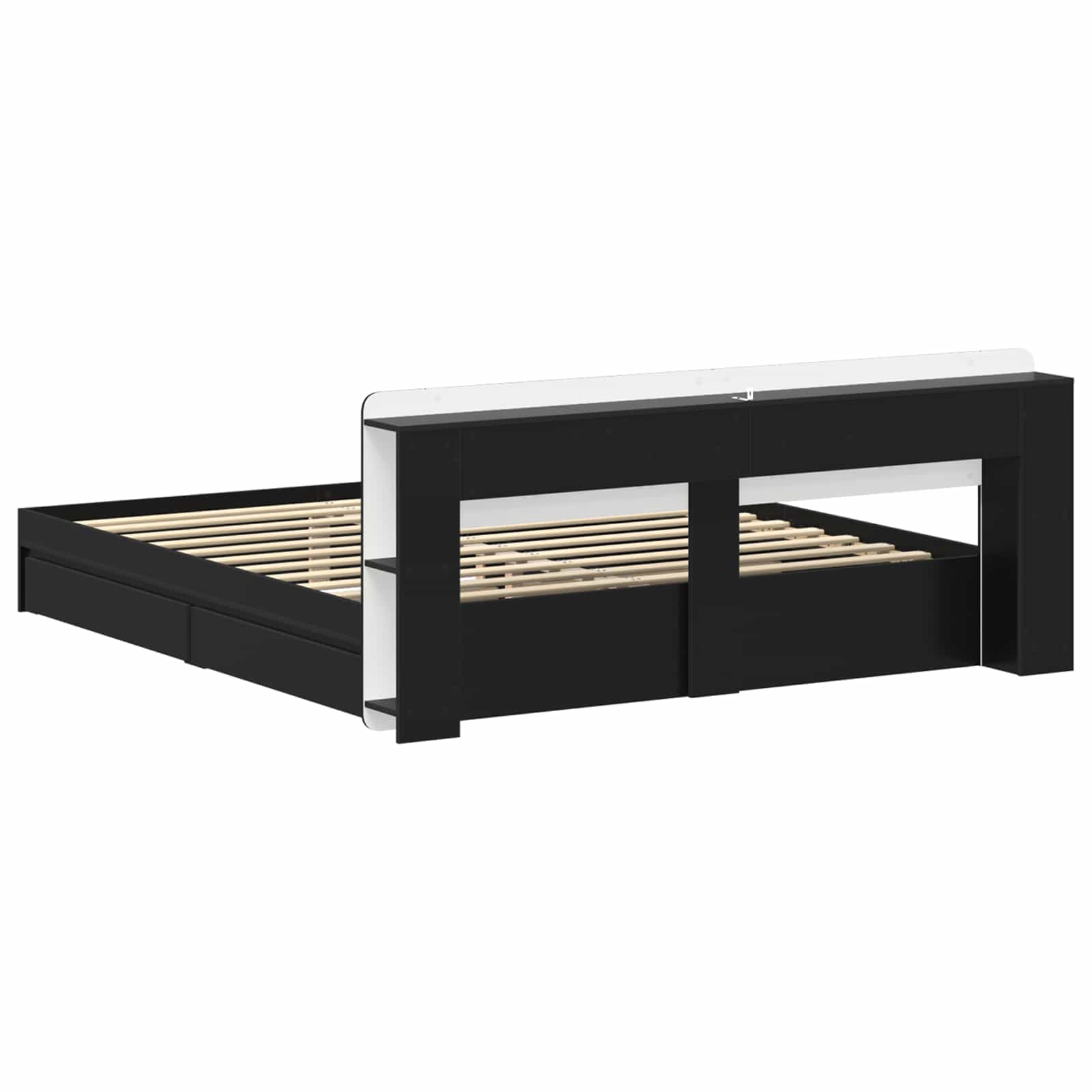 Okvir kreveta s pohranom Crna 200 x 200 cm Konstruirano drvo