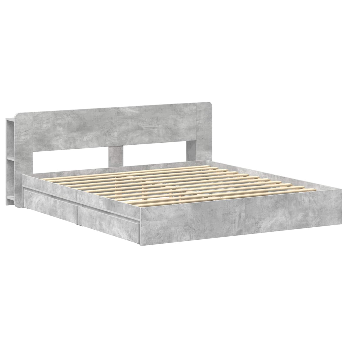 Okvir kreveta s pohranom s ladicama Betonska siva 200 x 200 cm