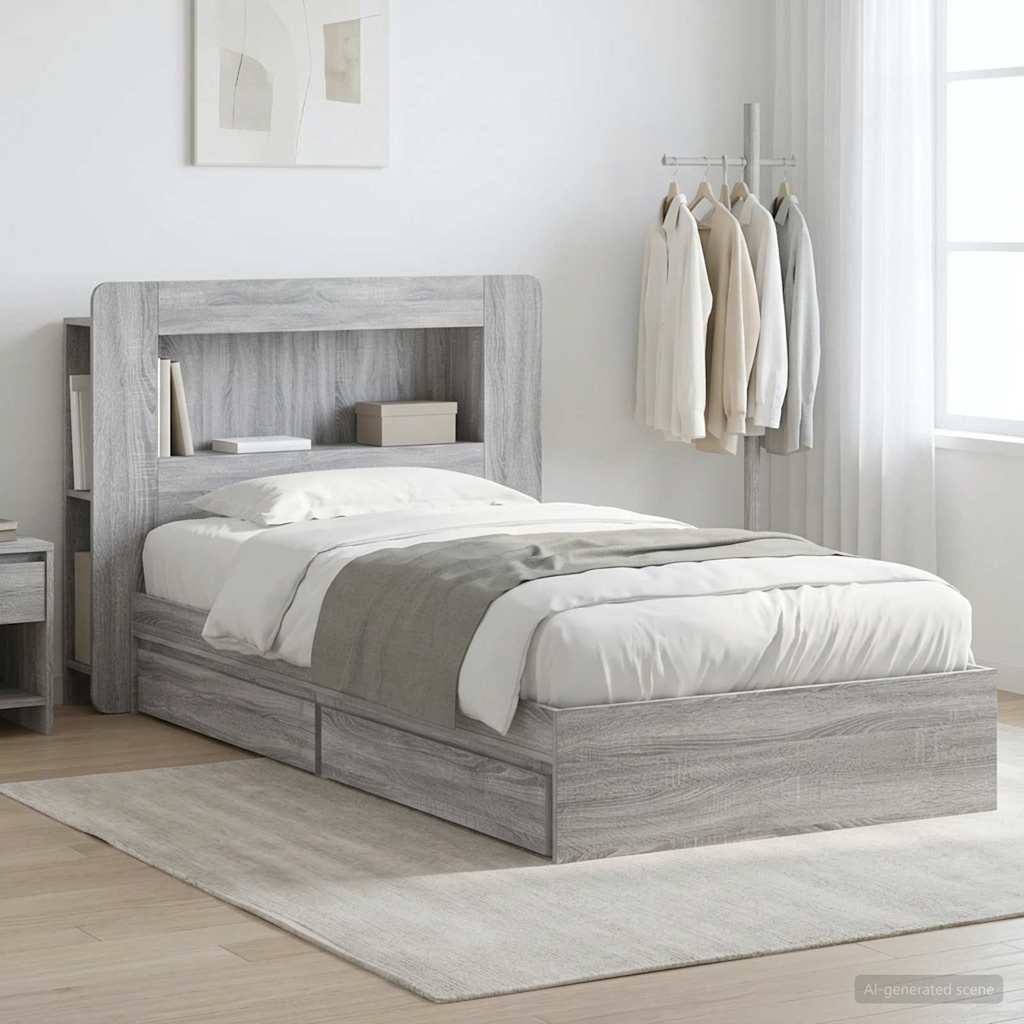 Okvir kreveta s pohranom s ladicama Siva Sonoma 75 x 190 cm