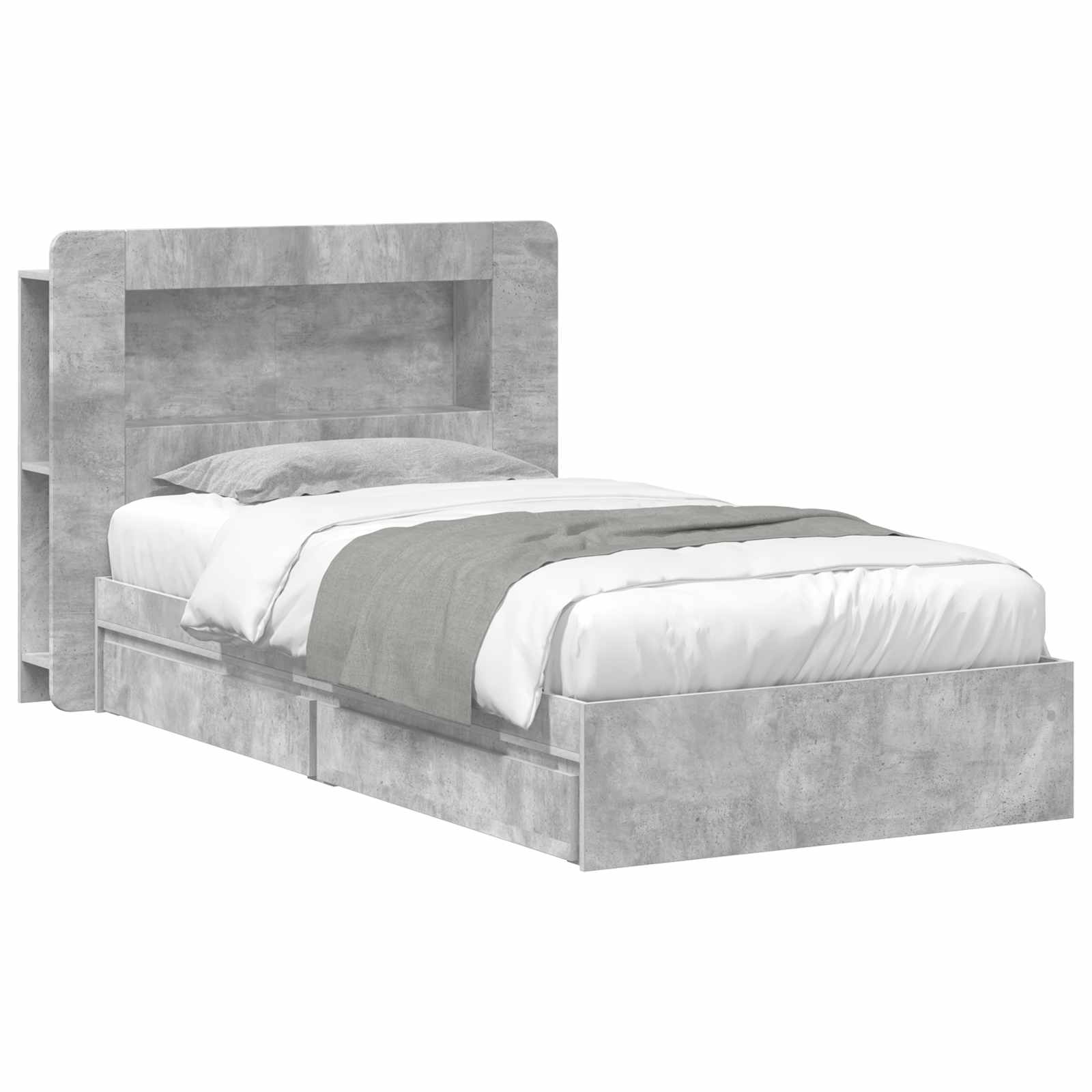 Okvir kreveta s pohranom s ladicama Betonska siva 100 x 200 cm