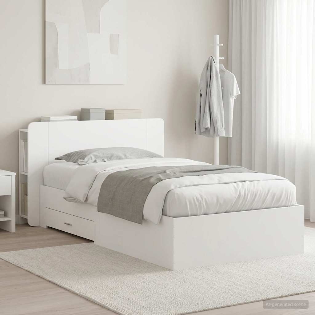 Okvir kreveta s pohranom Bijela 80 x 200 cm Konstruirano drvo