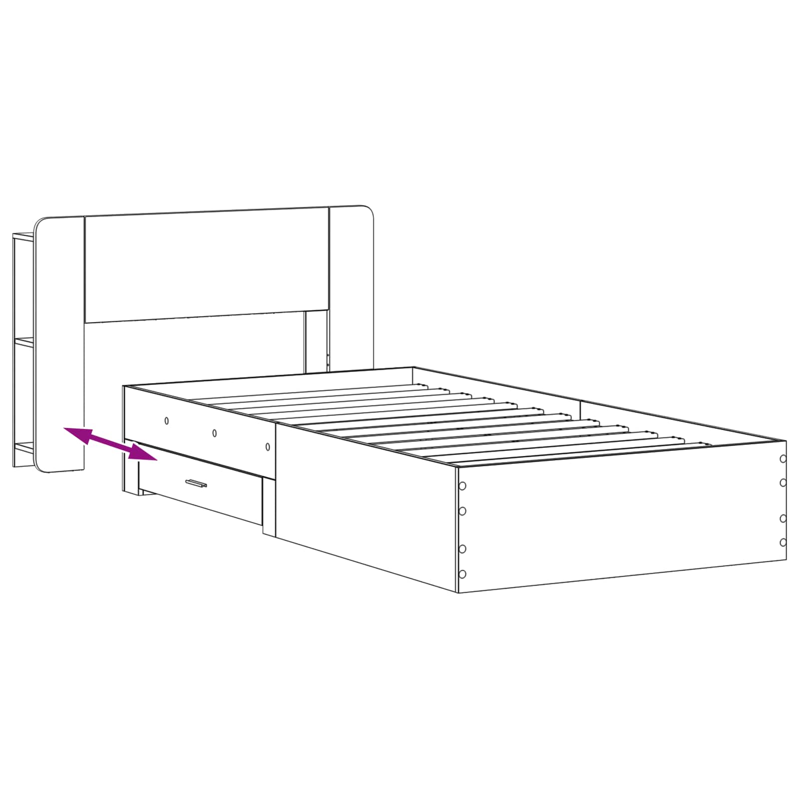 Okvir kreveta s pohranom Bijela 80 x 200 cm Konstruirano drvo