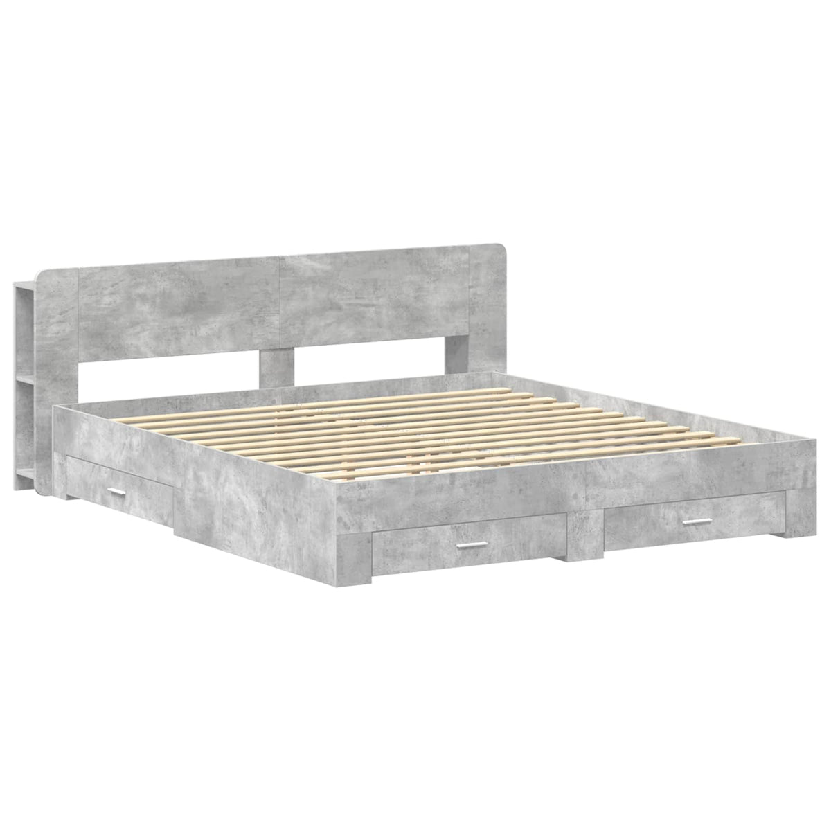 Okvir kreveta s pohranom Betonska siva 200 x 200 cm