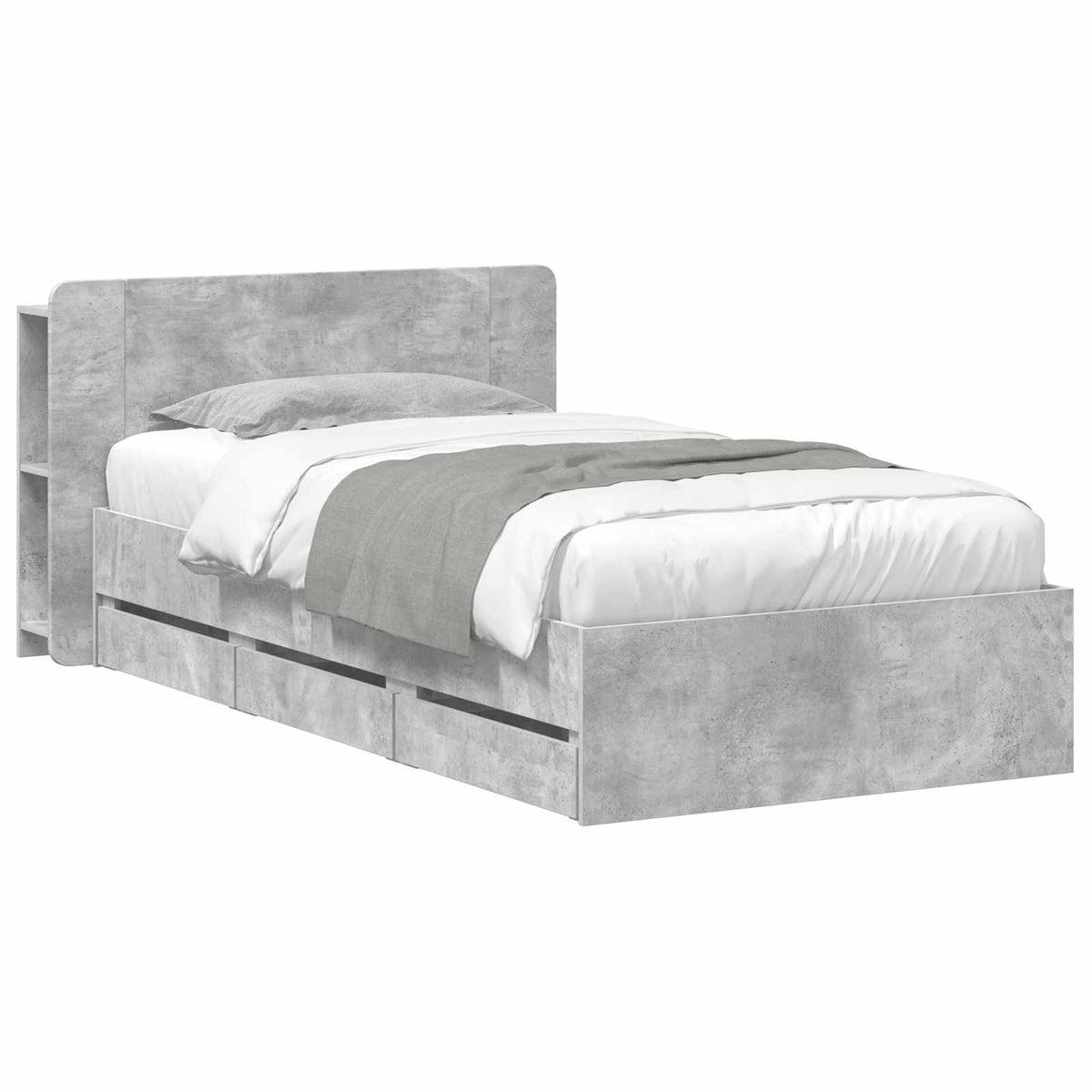 Okvir kreveta s pohranom s ladicama Betonska siva 75 x 190 cm