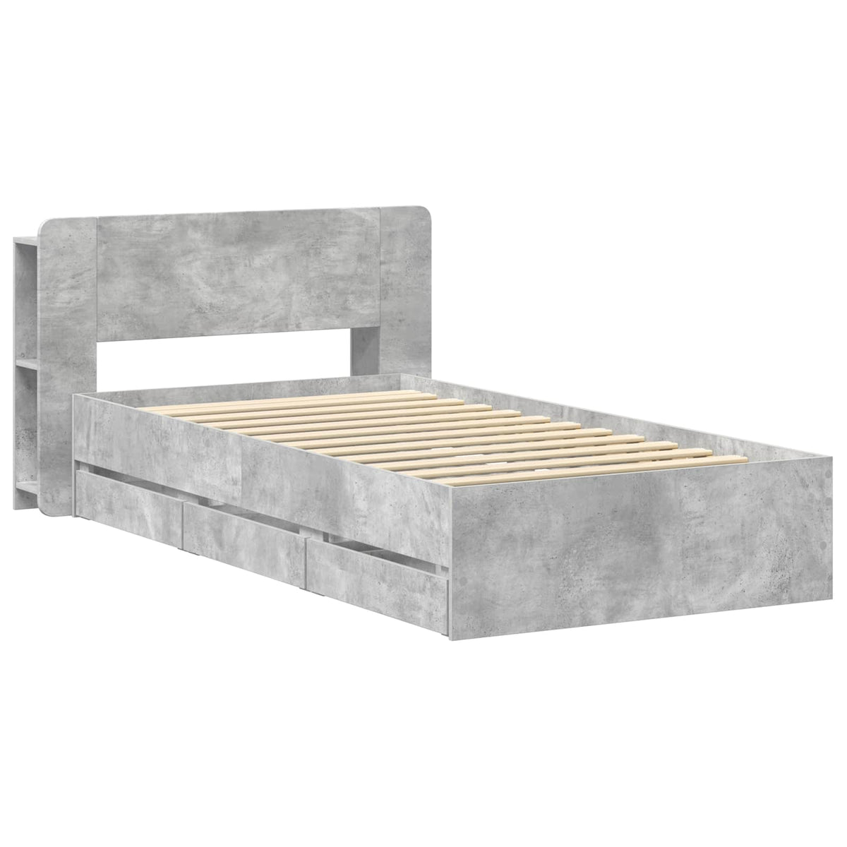 Okvir kreveta s pohranom s ladicama Betonska siva 75 x 190 cm