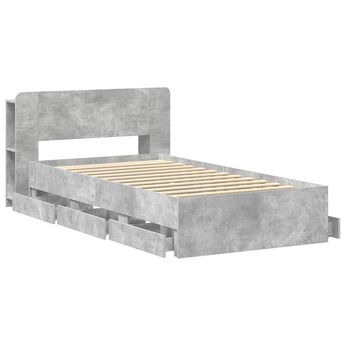 Okvir kreveta s pohranom s ladicama Betonska siva 75 x 190 cm