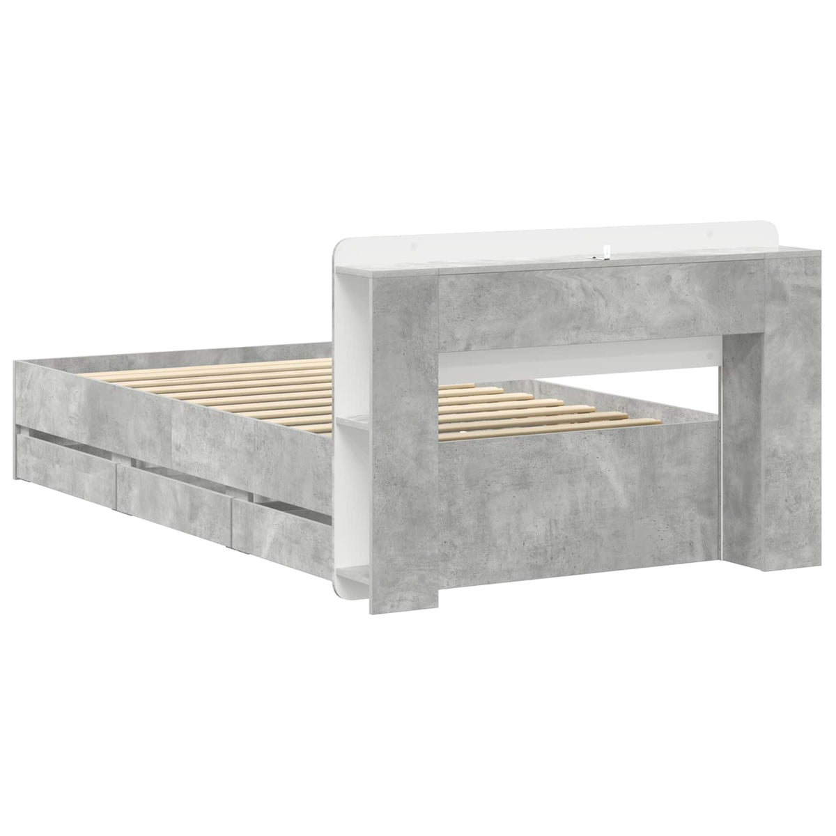 Okvir kreveta s pohranom s ladicama Betonska siva 75 x 190 cm