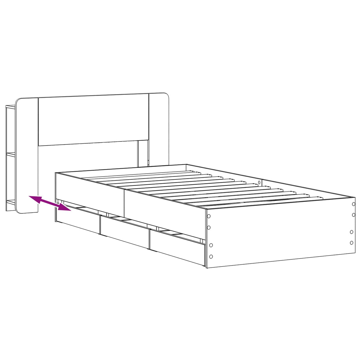 Okvir kreveta s pohranom s ladicama Betonska siva 75 x 190 cm