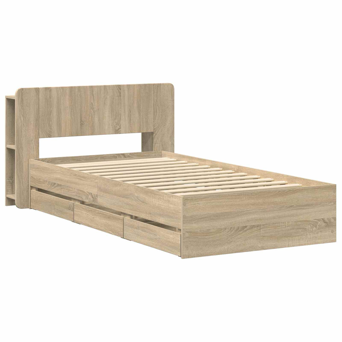 Okvir kreveta s pohranom s ladicama Hrast sonoma 75 x 190 cm